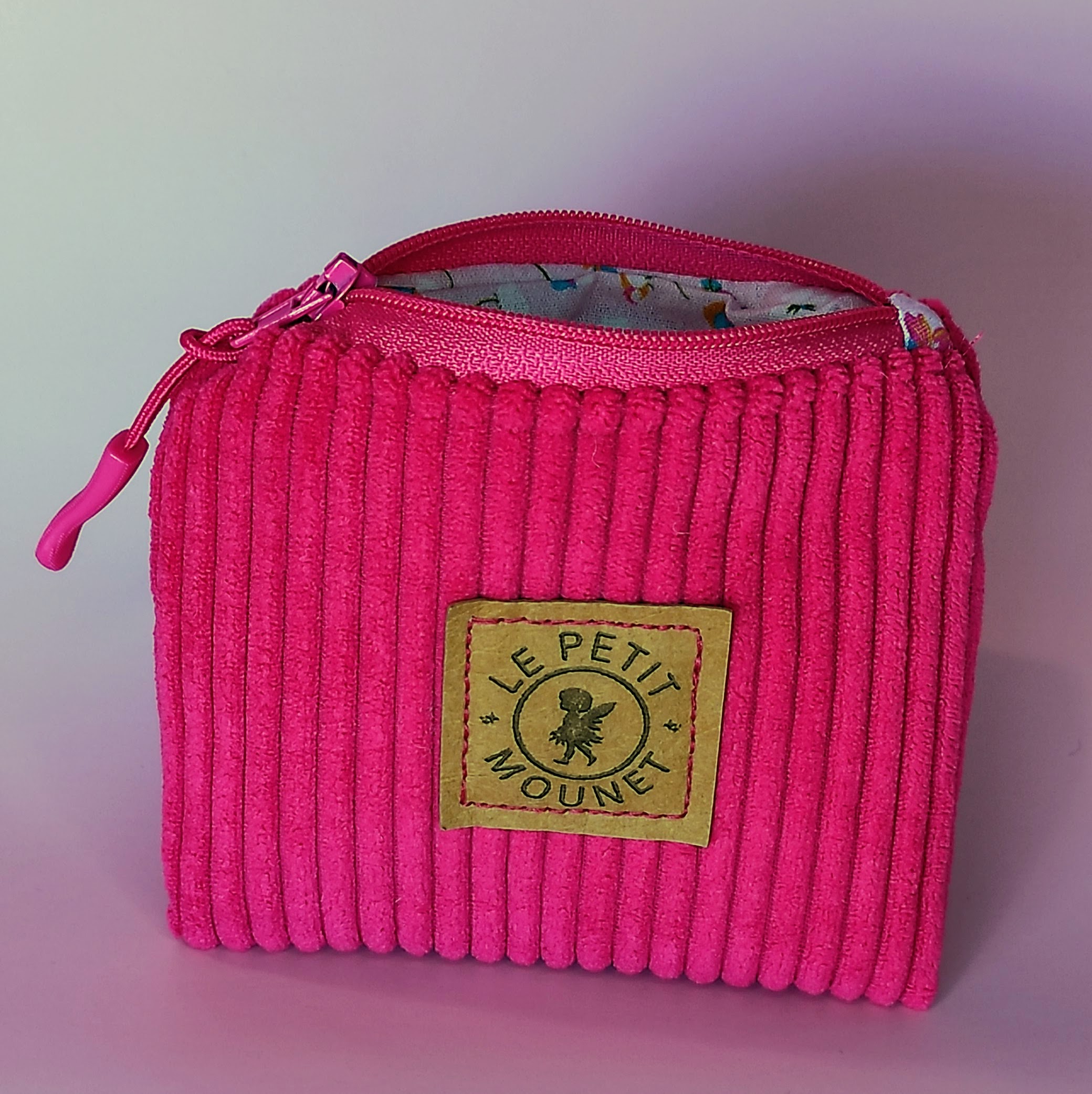 porte monnaie velours fushia