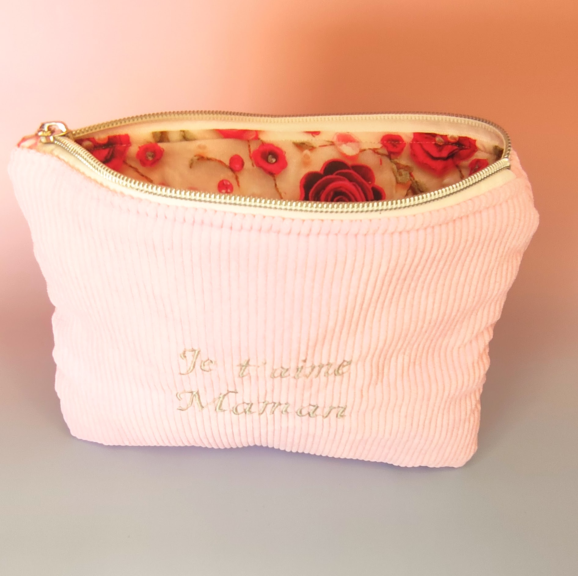 Trousse à maquillage rose "Je t'aime Maman"