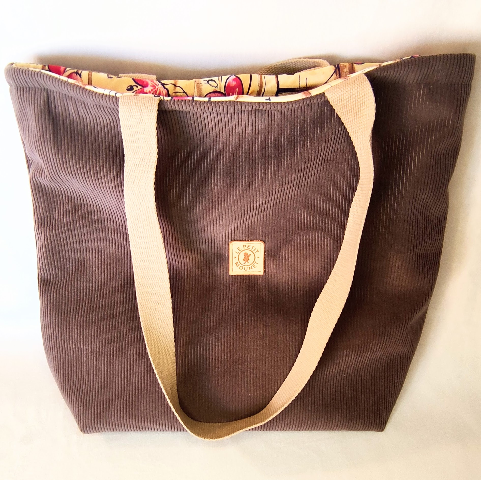 Sac cabas en velours marron