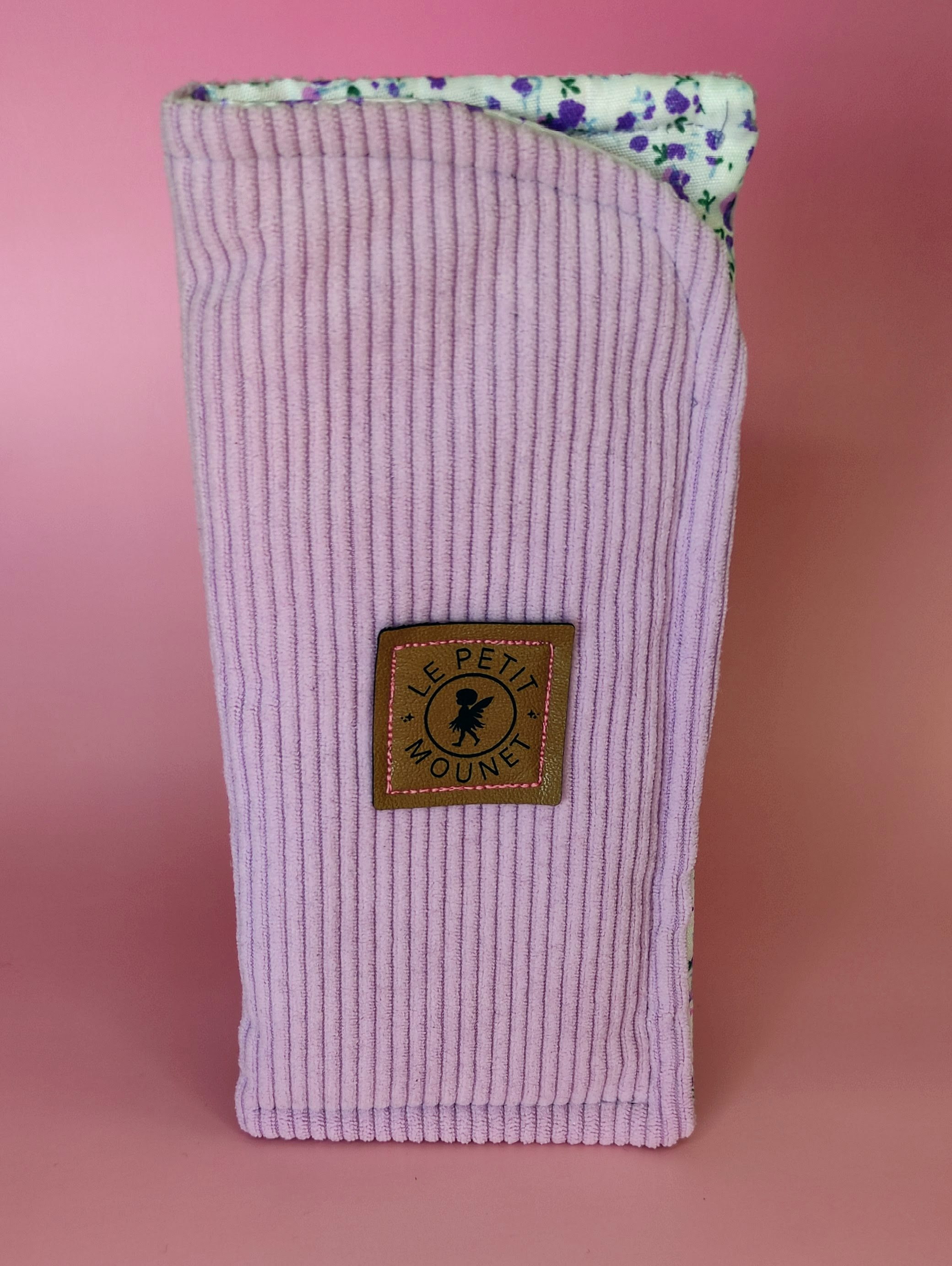 Étui à lunettes en velours cotelé mauve