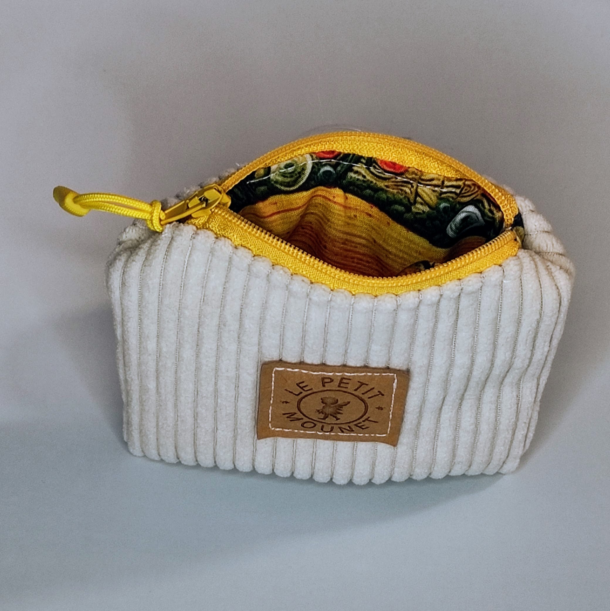 porte monnaie velours crême