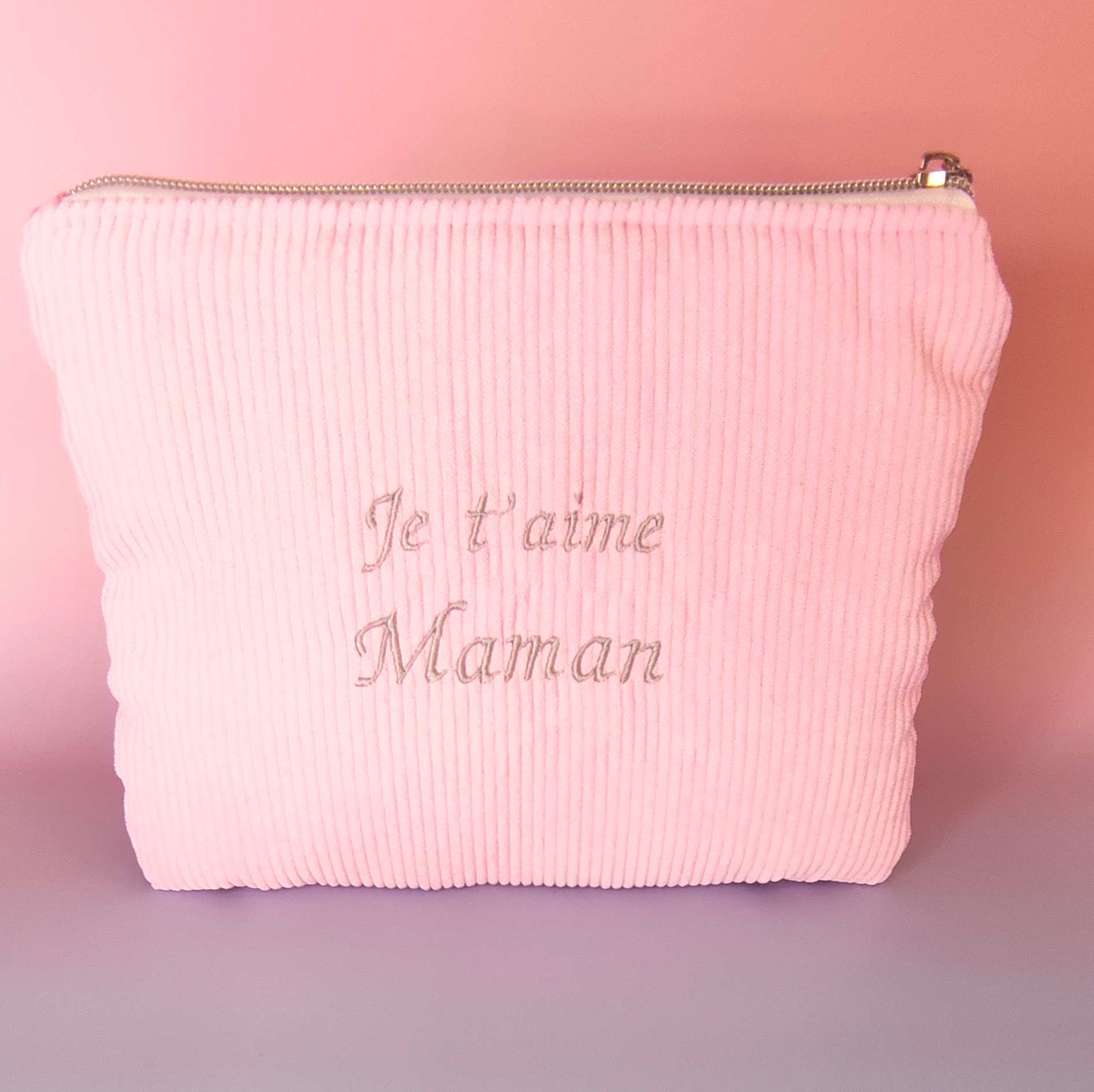 Trousse à maquillage rose "Je t'aime Maman"