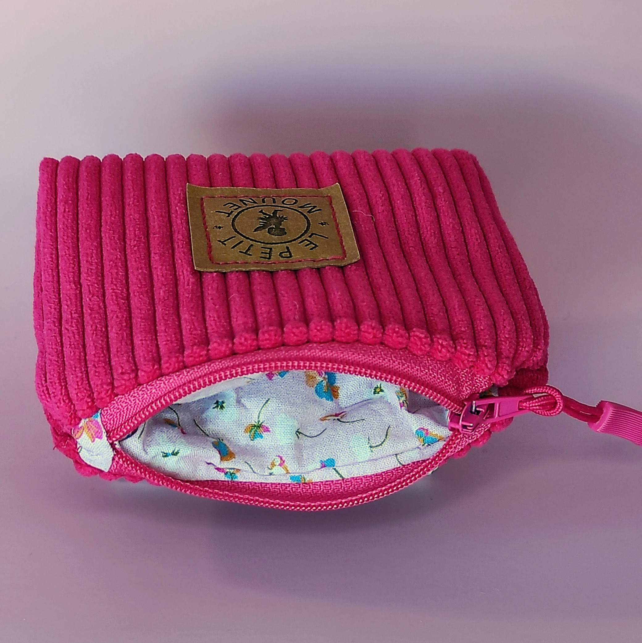 porte monnaie velours fushia