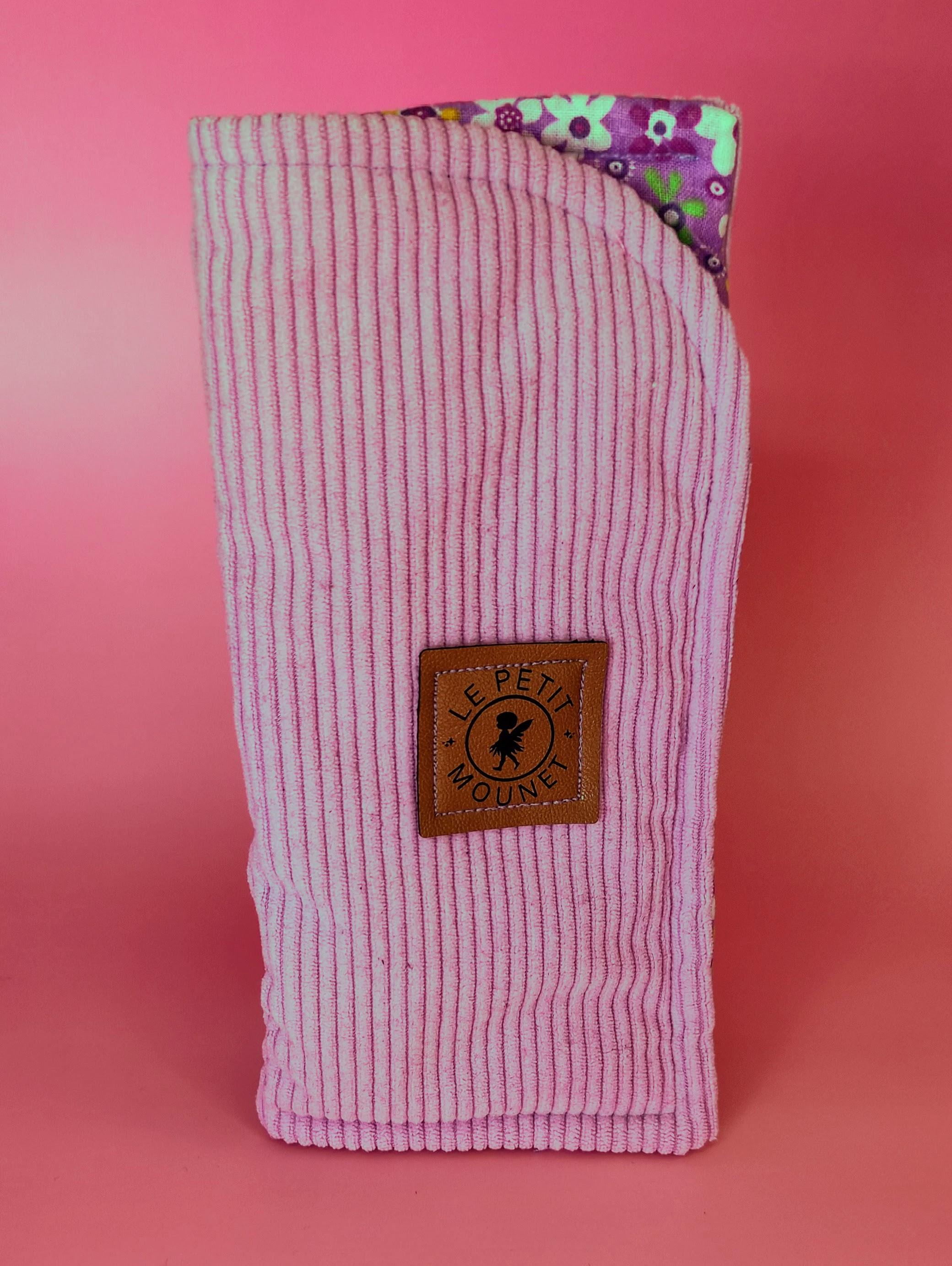 Étui à lunettes en velours cotelé mauve