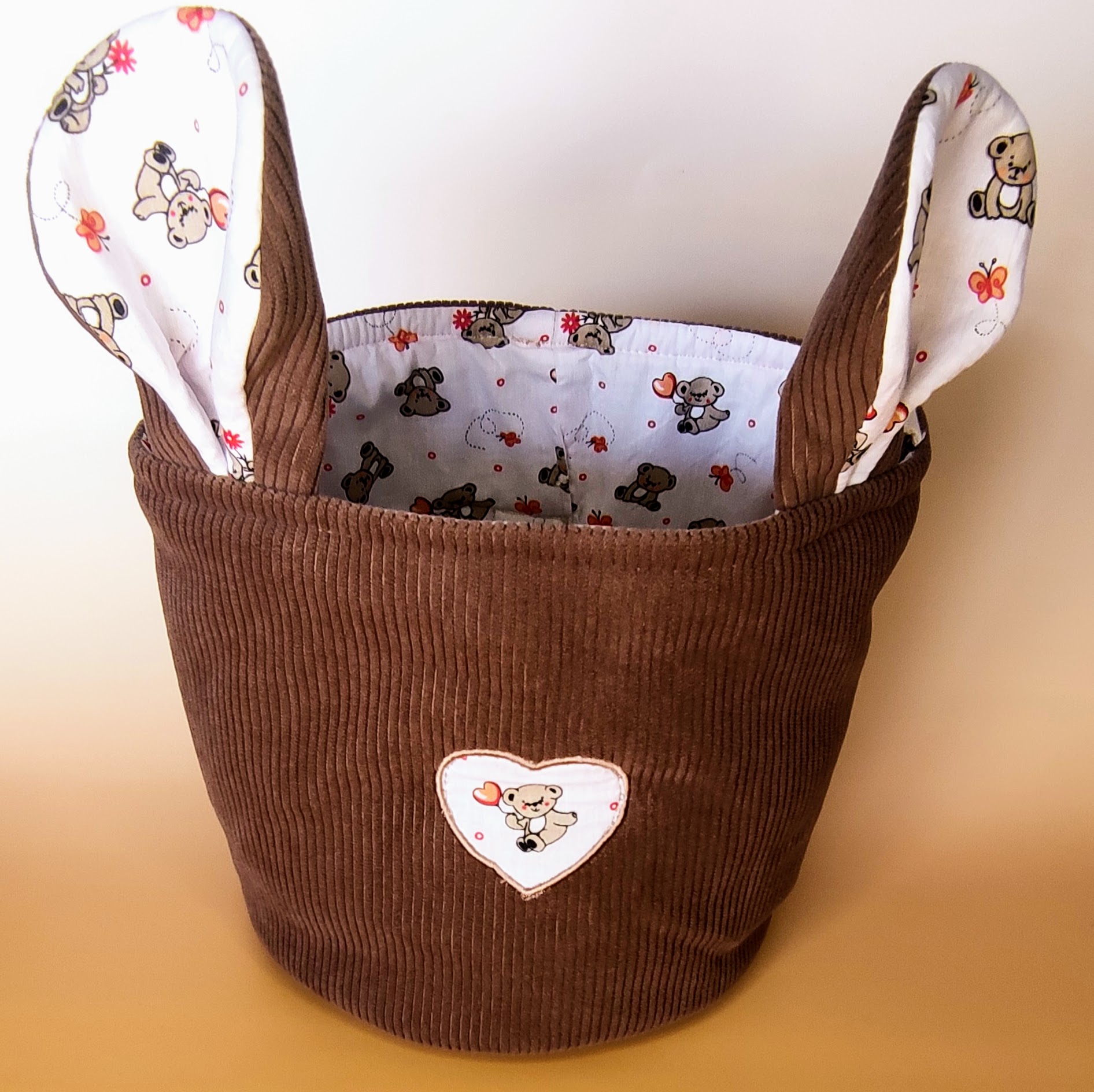 Panier velours nounours