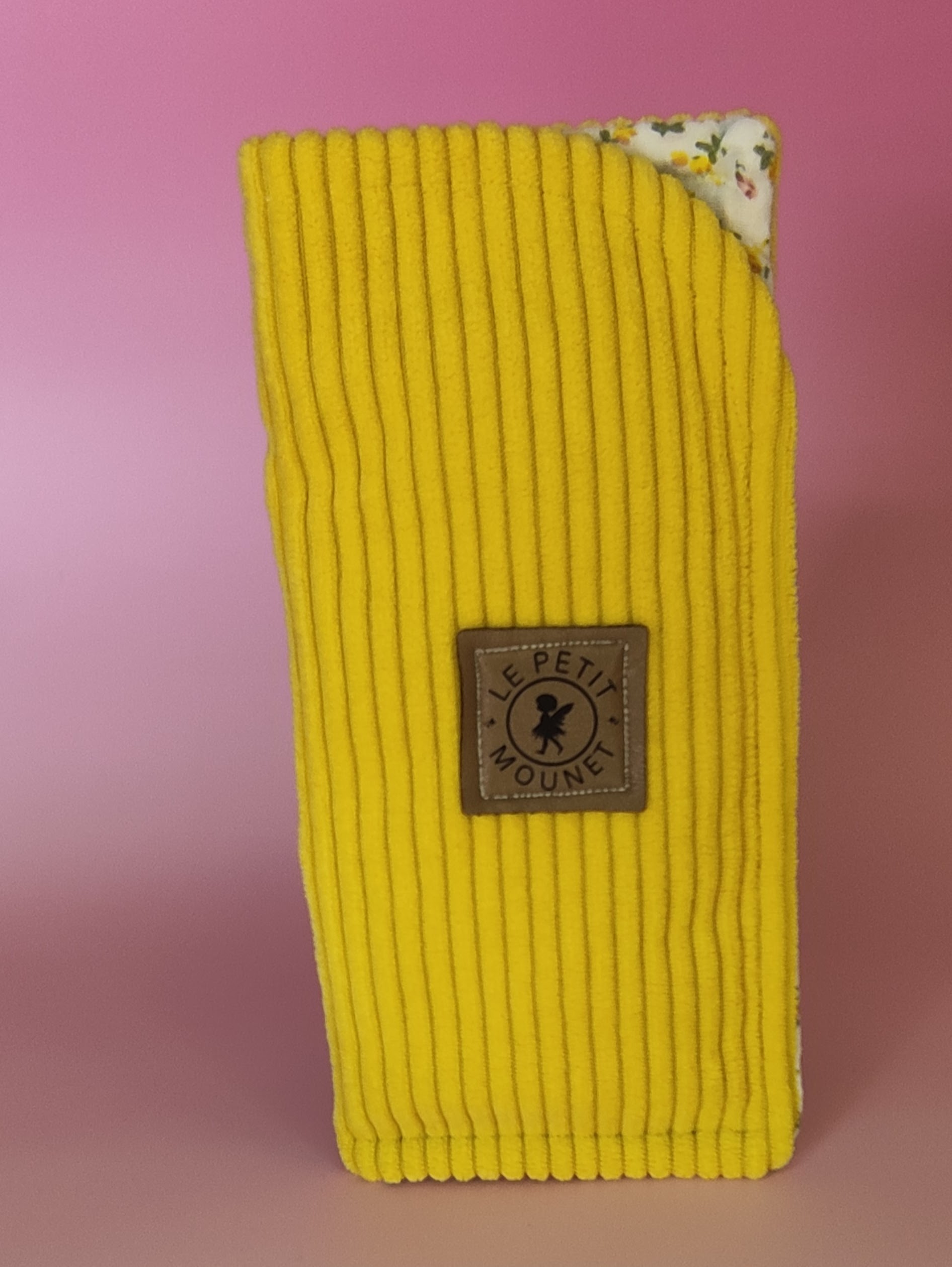 Étui à lunettes en velours cotelé jaune