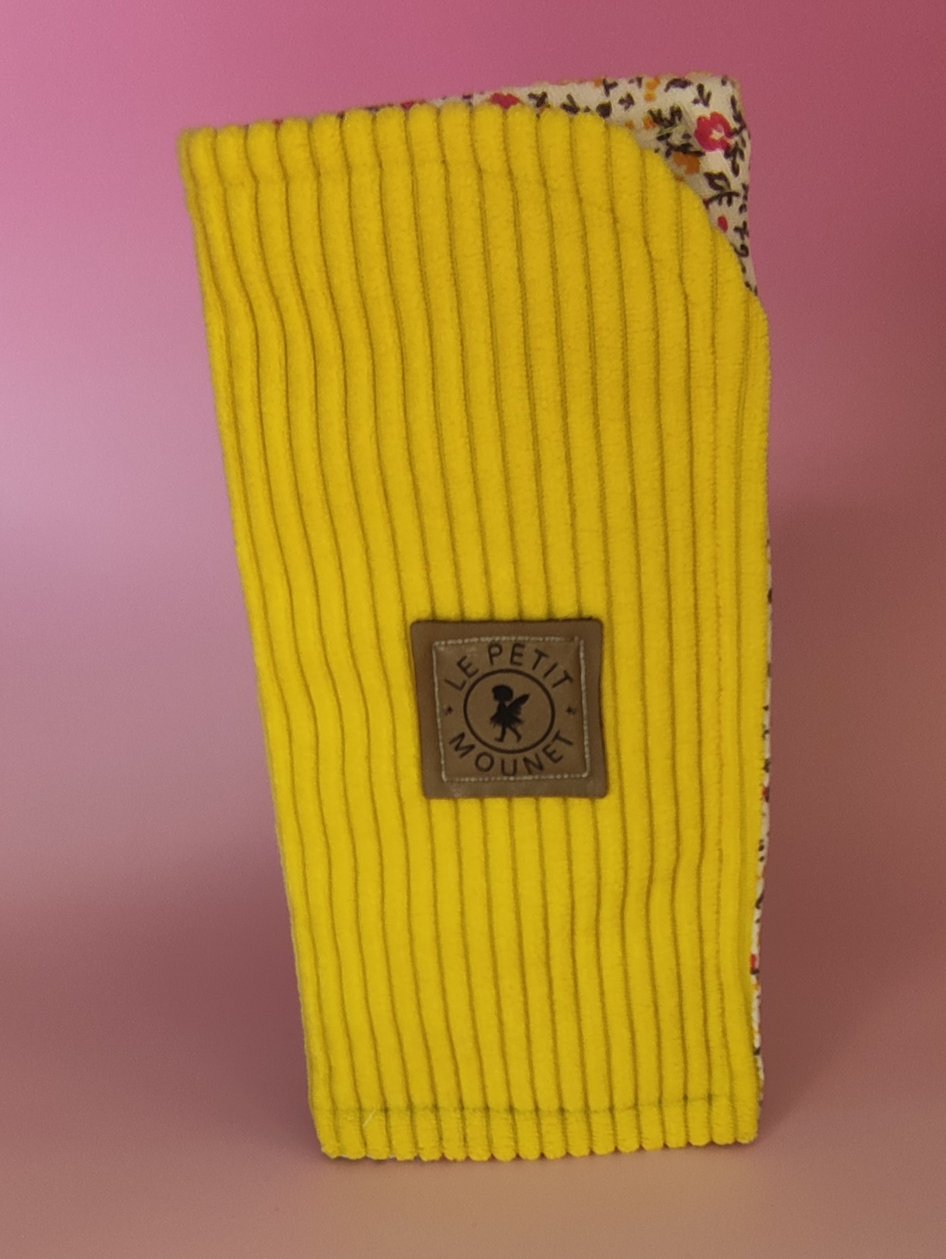 Étui à lunettes en velours cotelé jaune