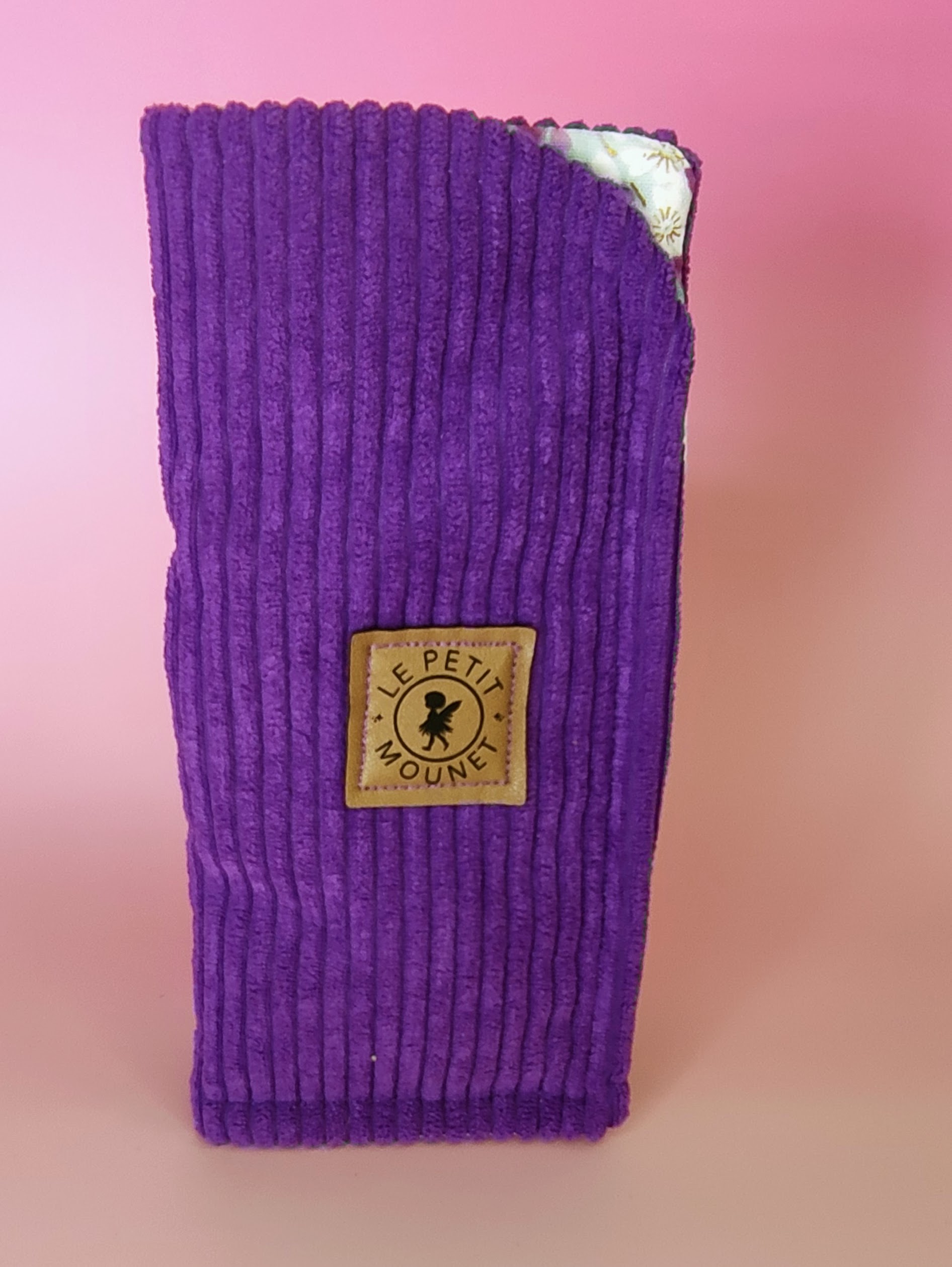 Étui à lunettes en velours cotelé violet royal