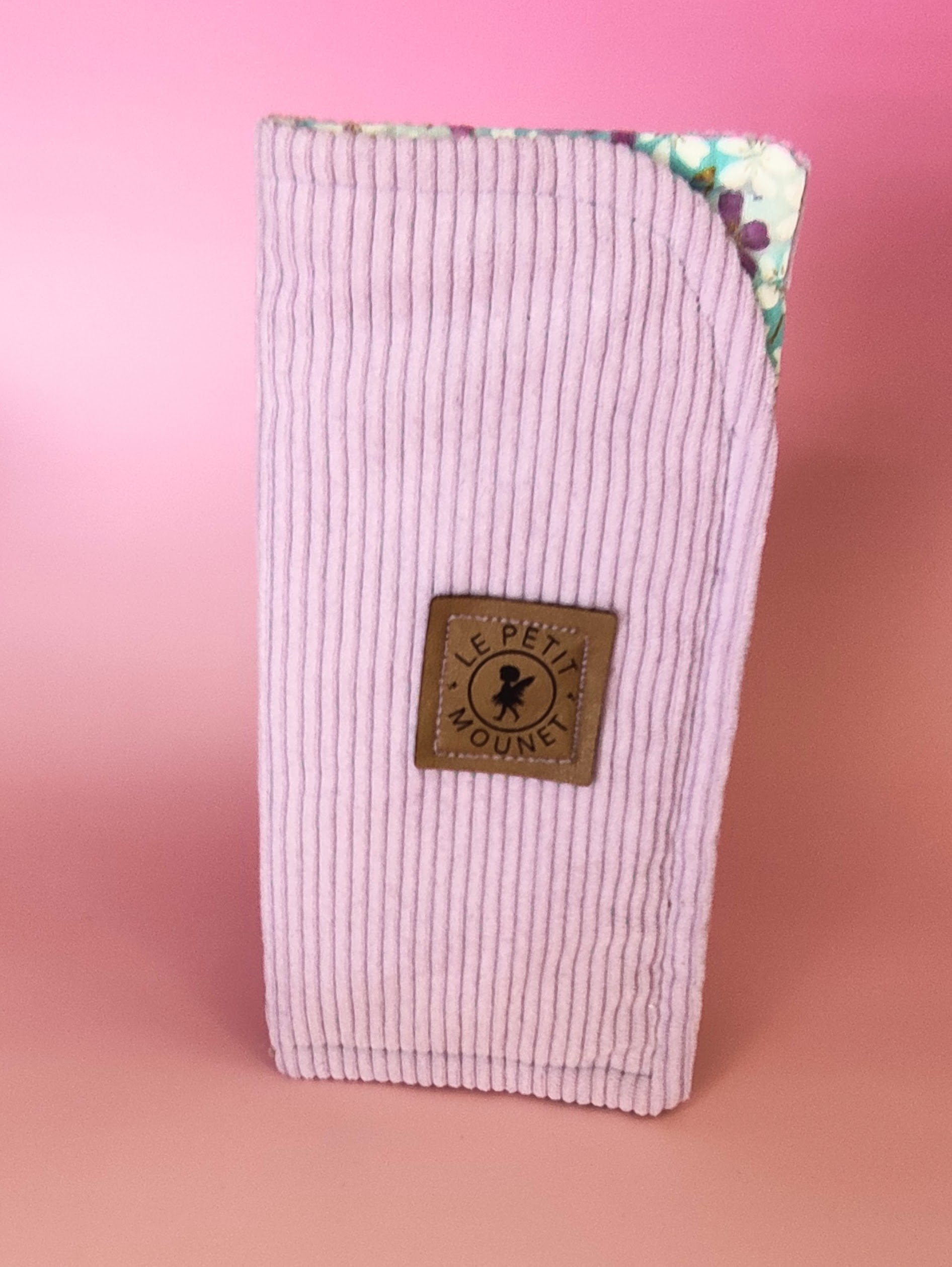 Étui à lunettes en velours cotelé mauve