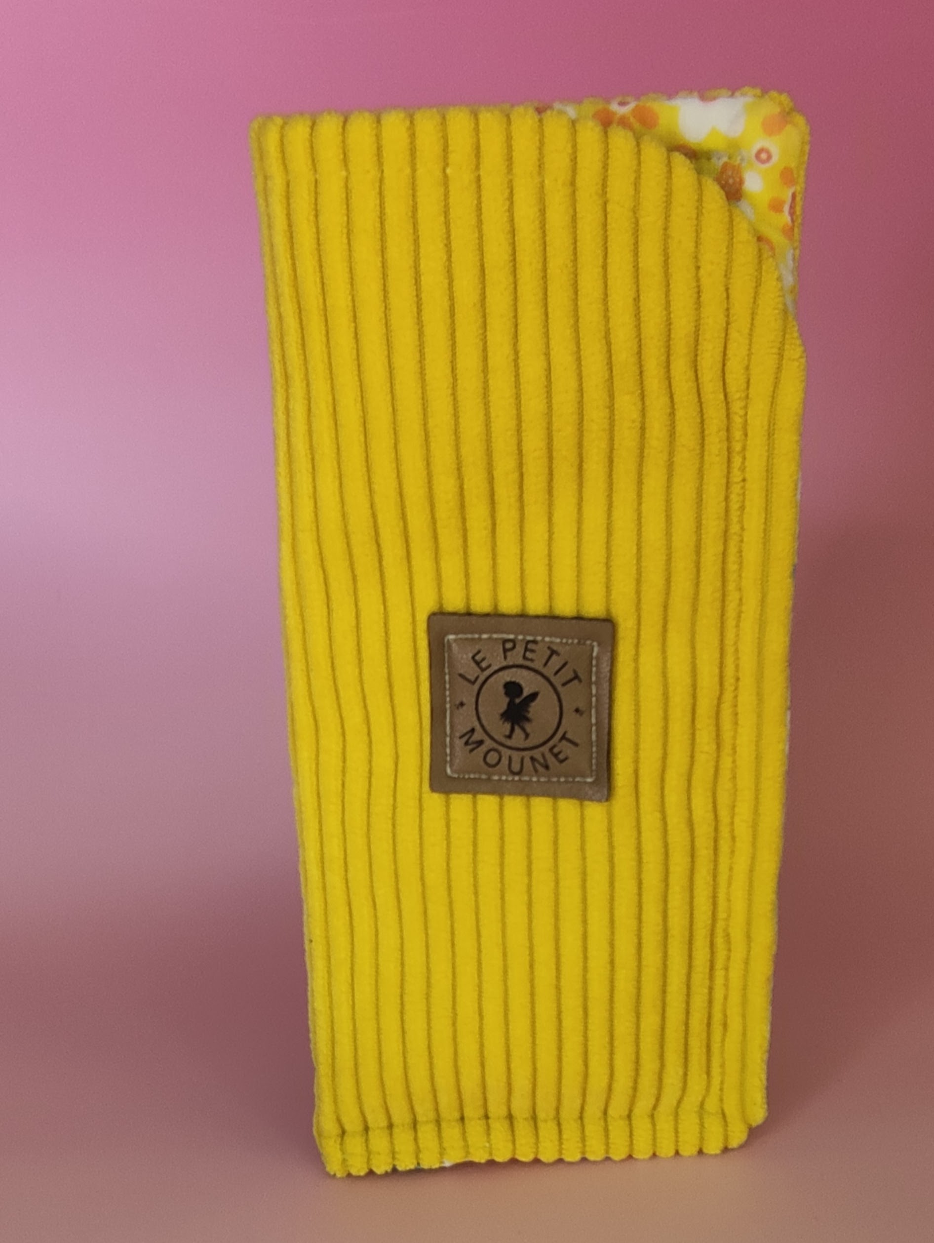 Étui à lunettes en velours cotelé jaune