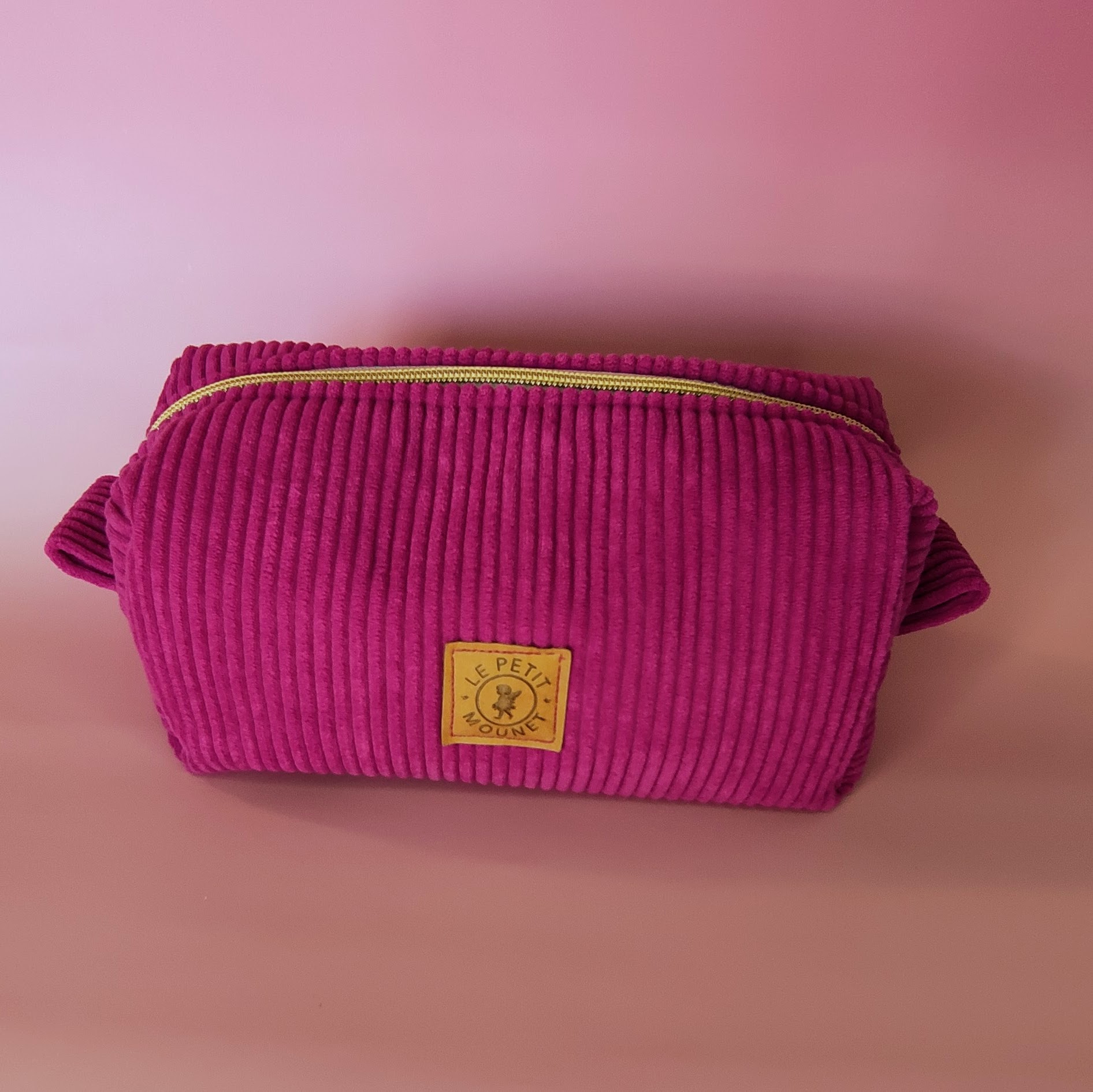 Trousse en velours côtelé prune