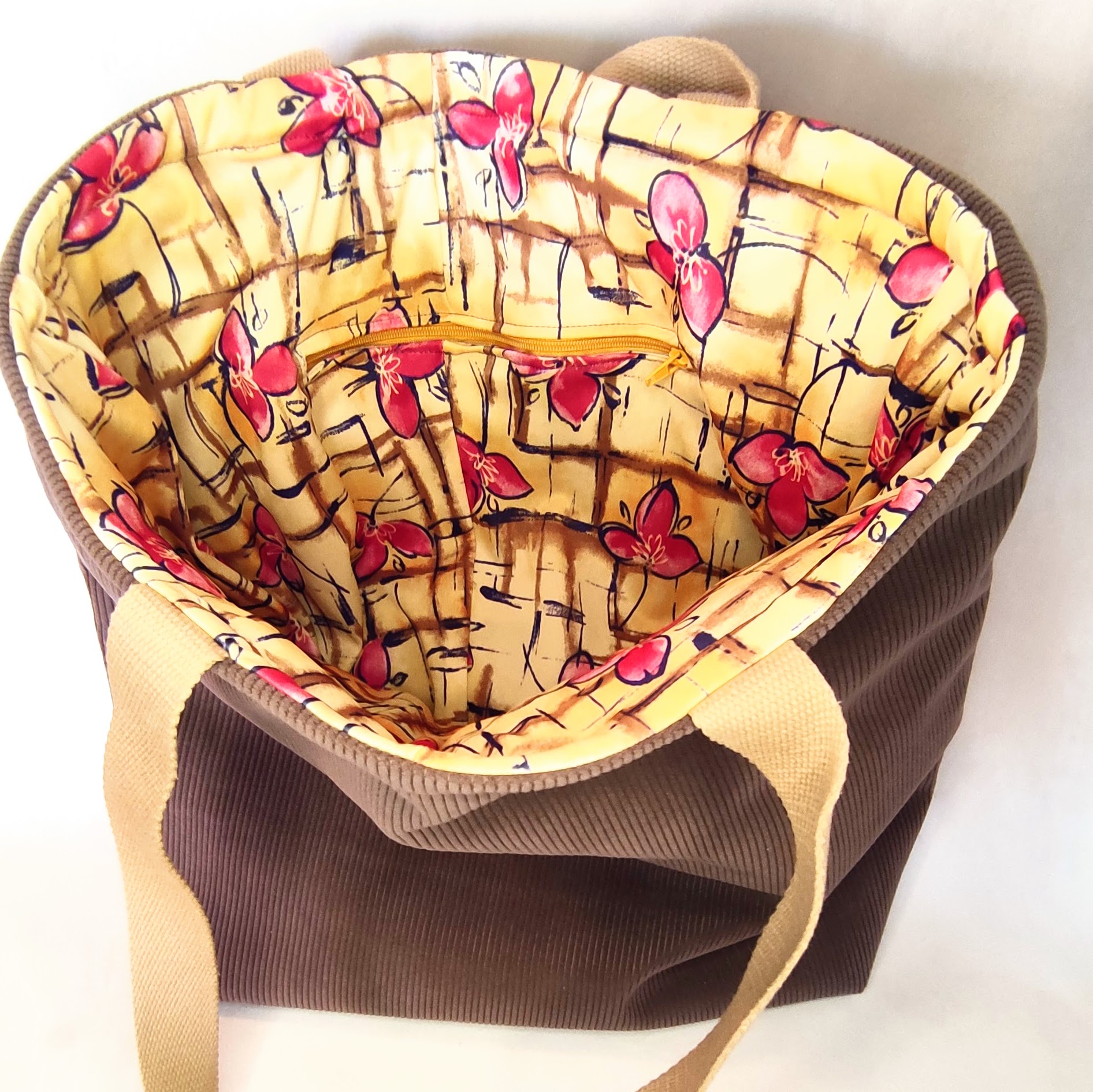 Sac cabas en velours marron