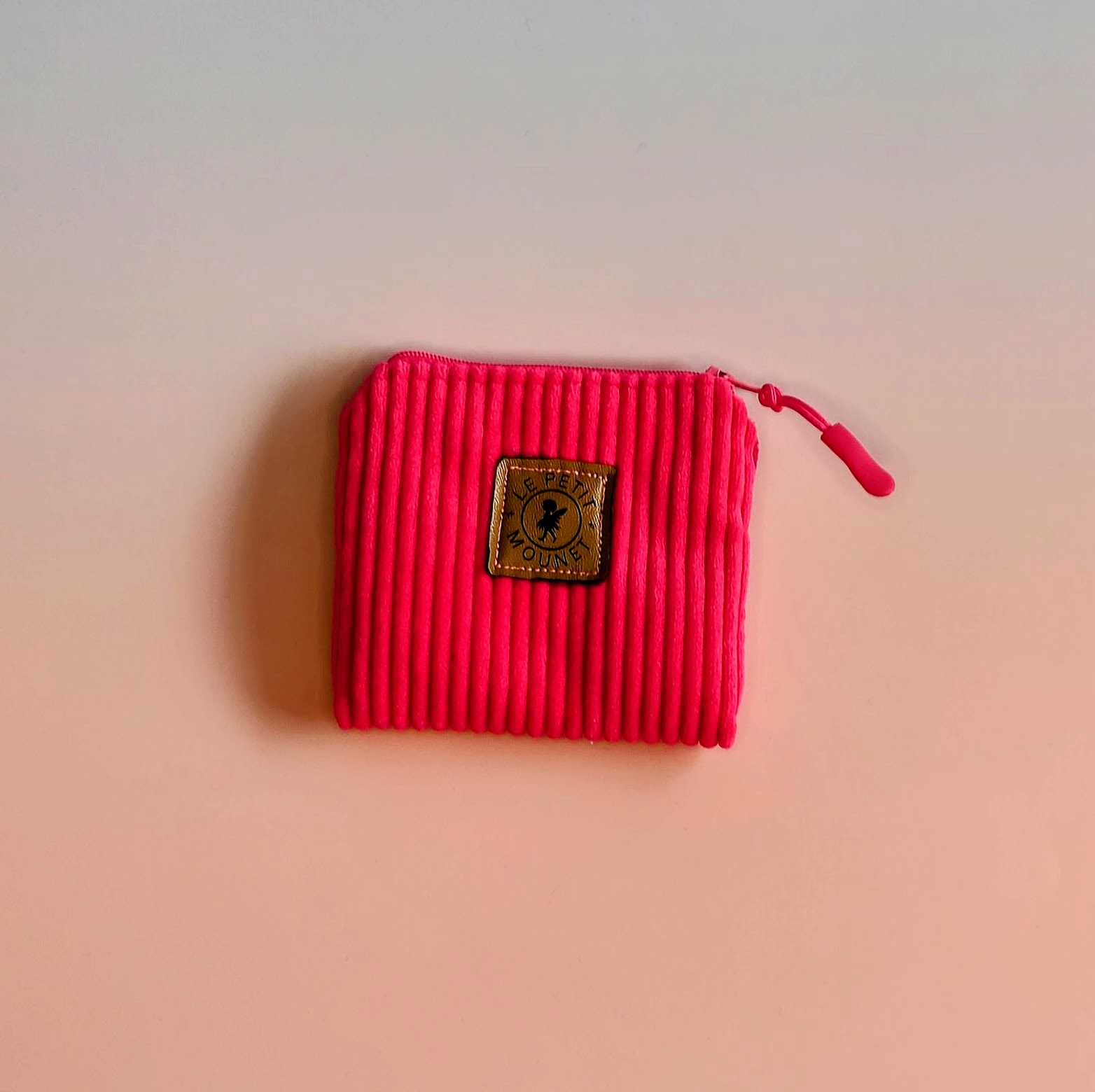 Porte monnaie velours rose côtelé