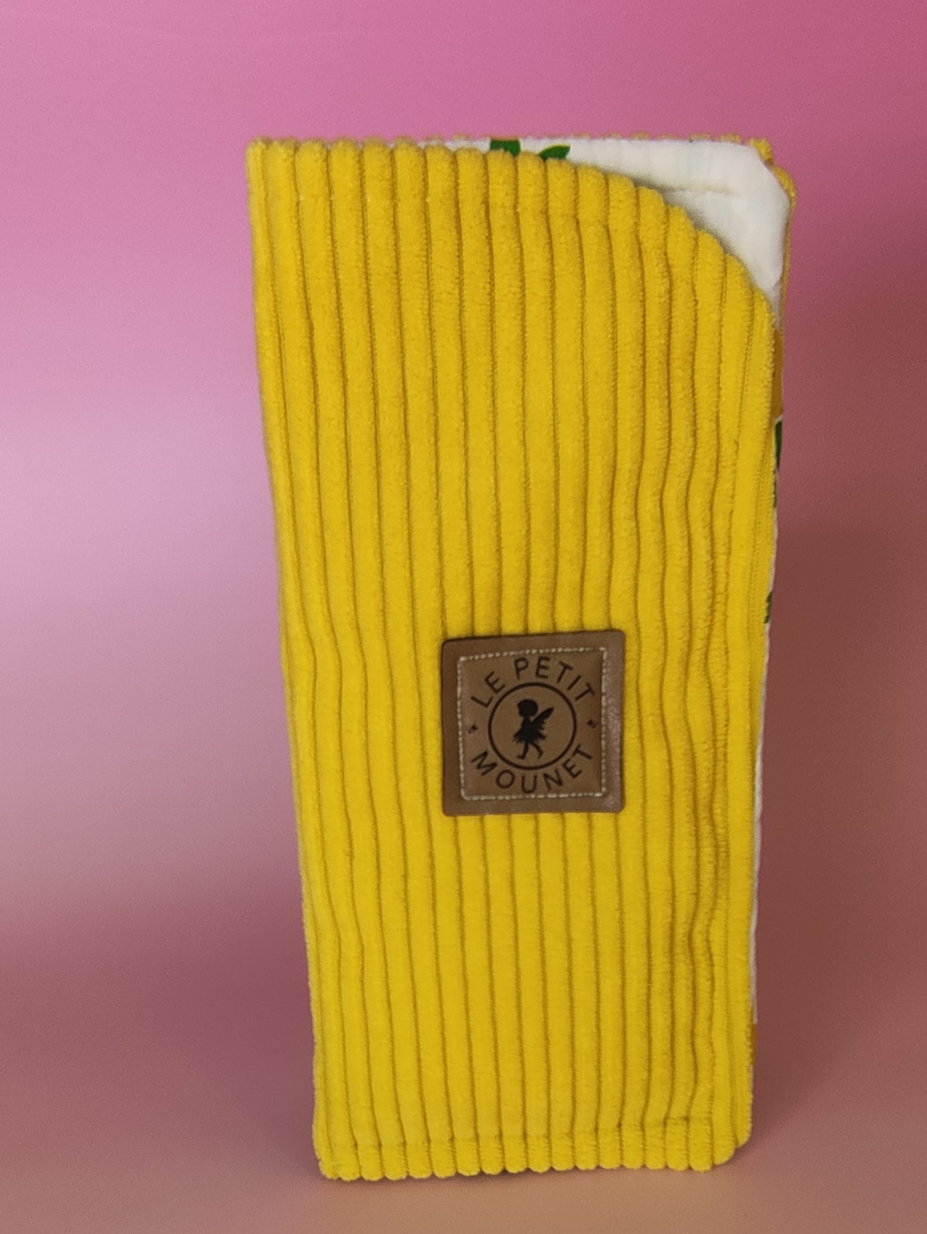 Étui à lunettes en velours cotelé jaune