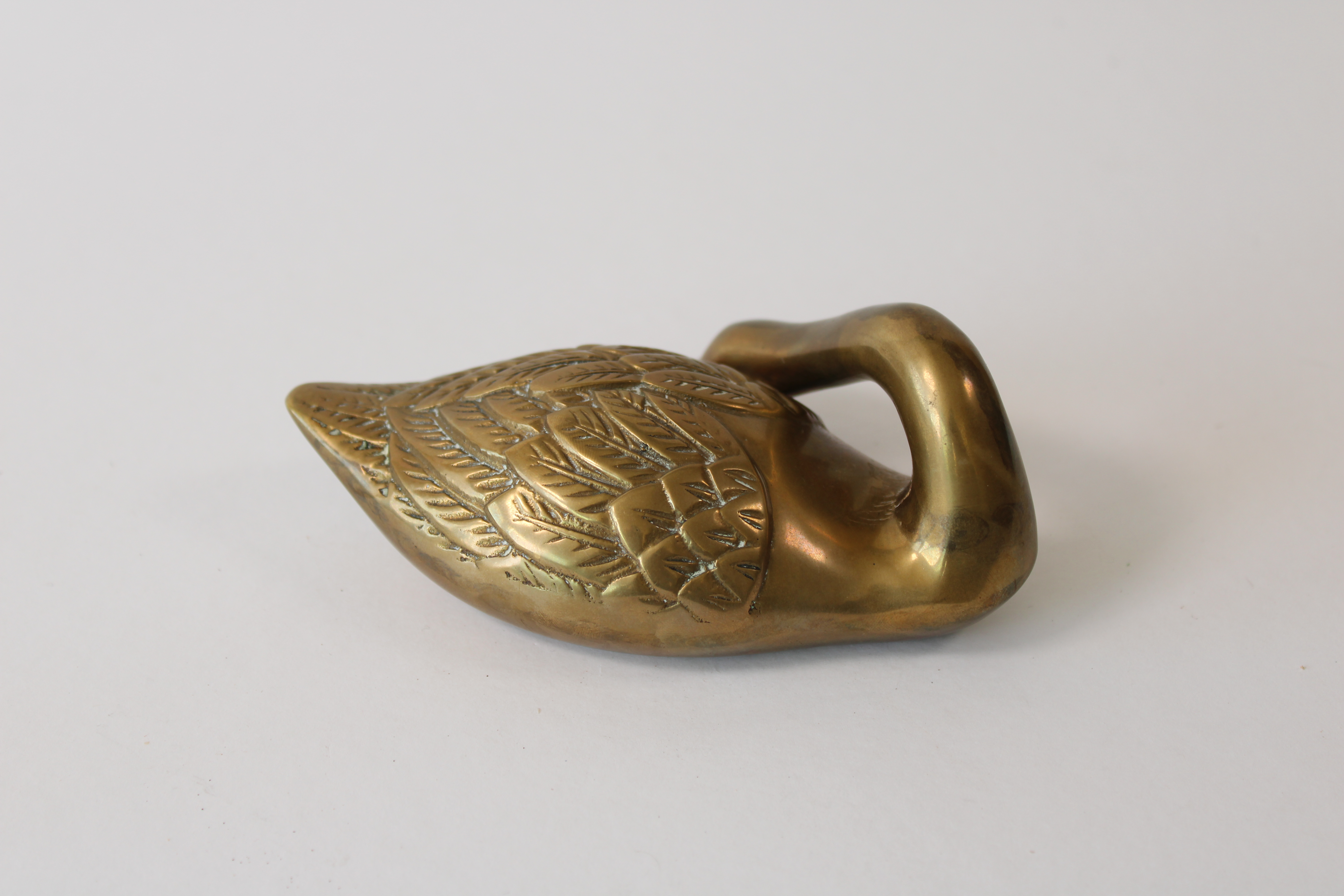 Vintage Brass Swan Decorative Sculpture