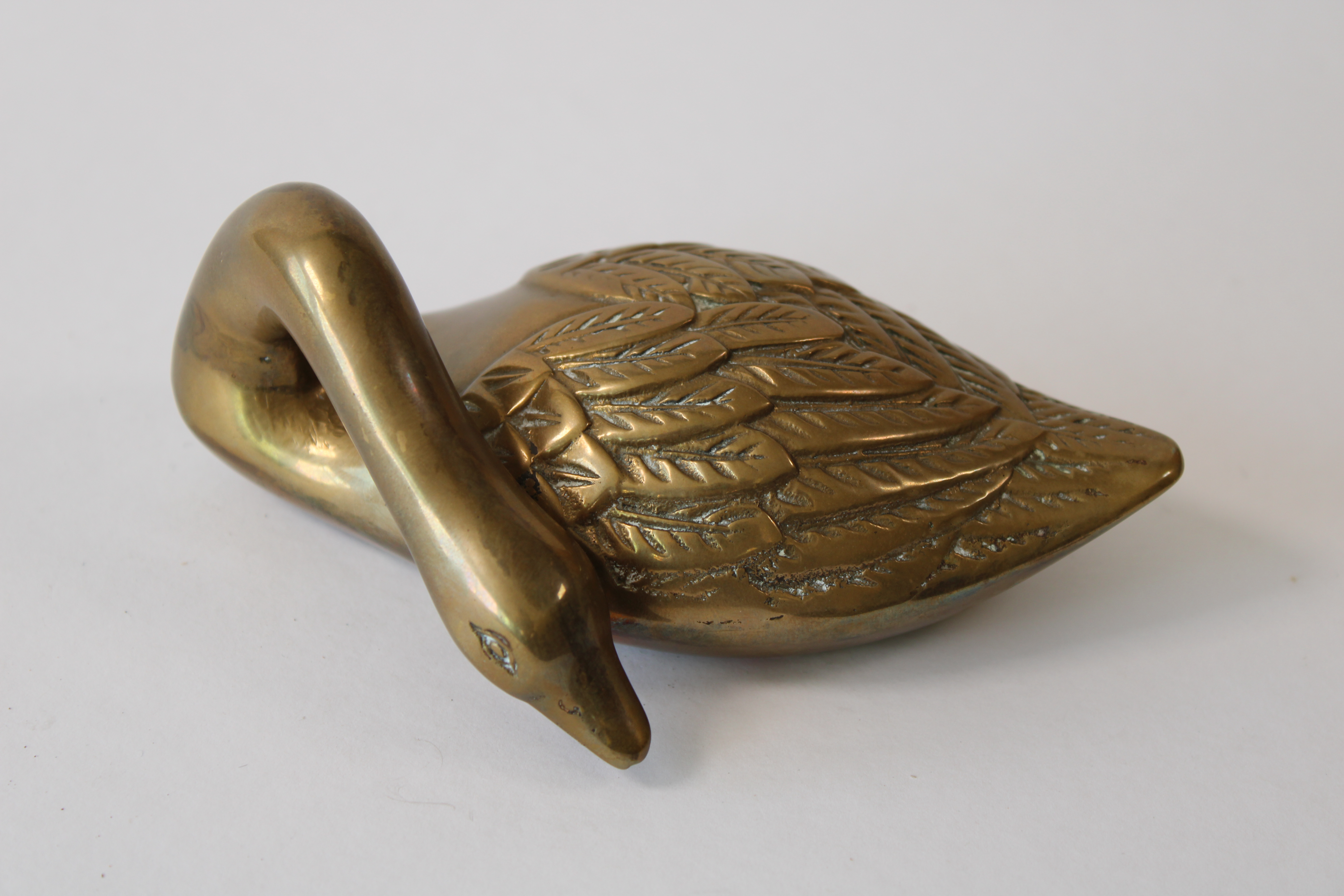 Vintage Brass Swan Decorative Sculpture