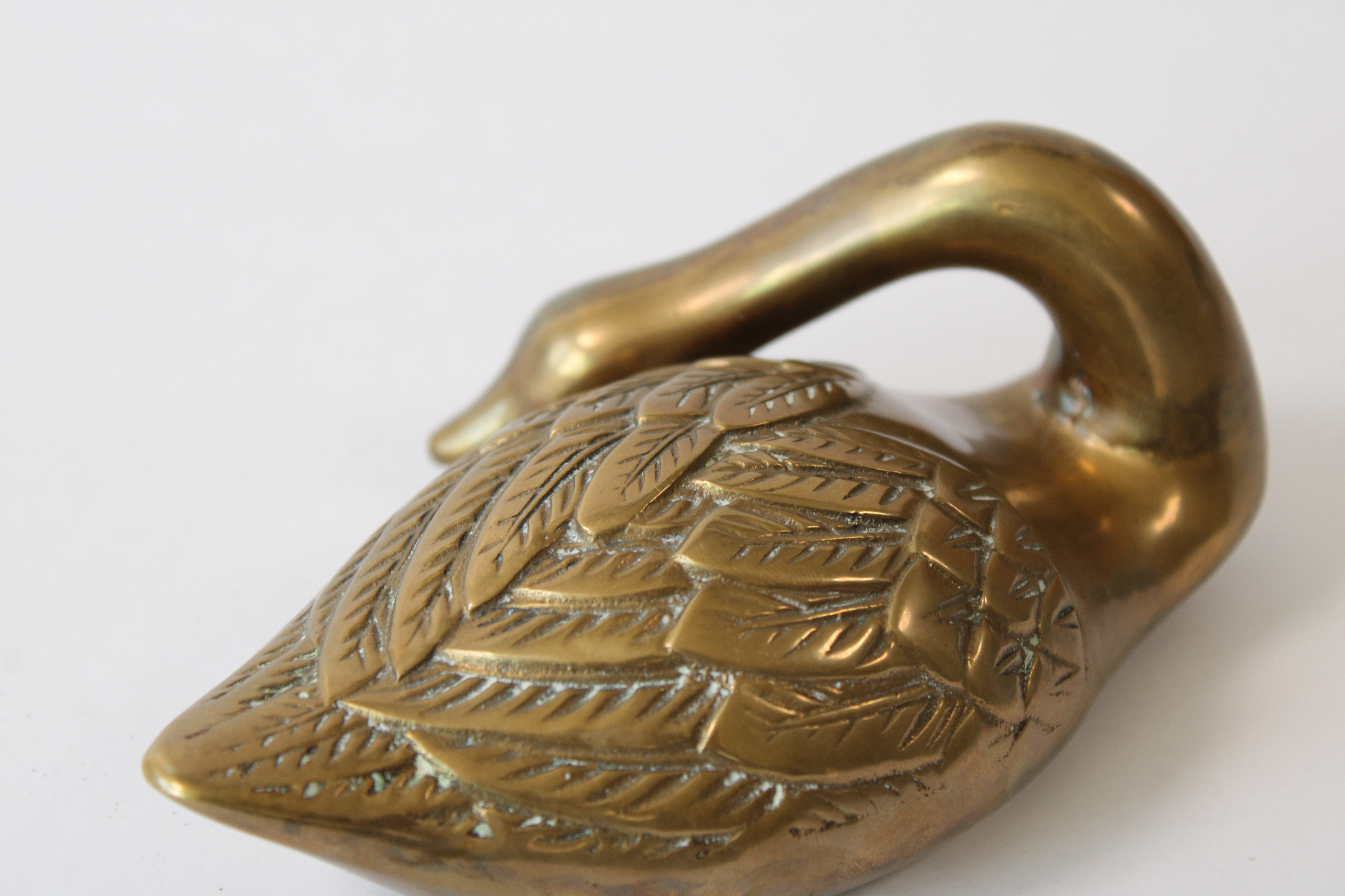 Vintage Brass Swan Decorative Sculpture