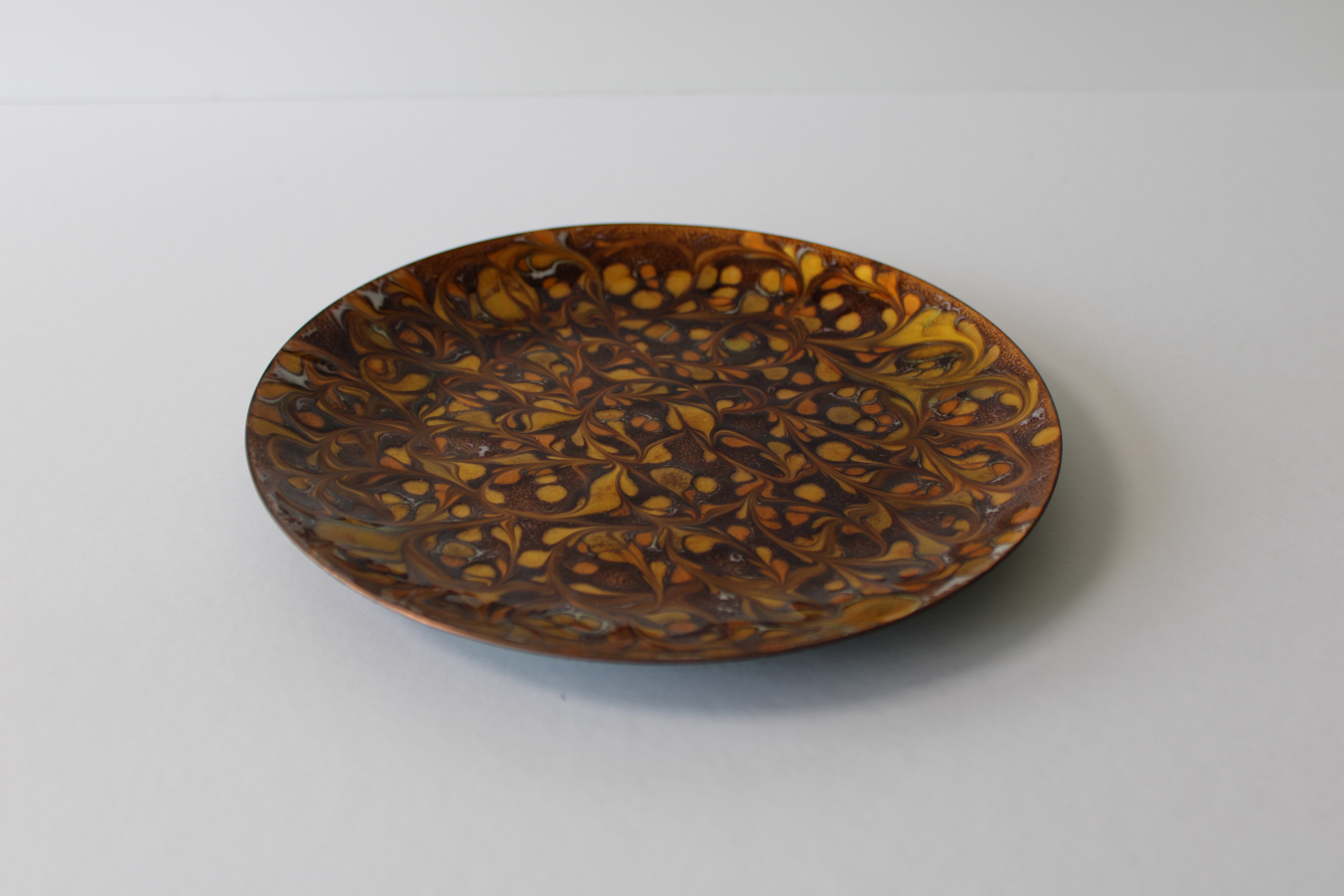 Vintage Enamel Copper Tray