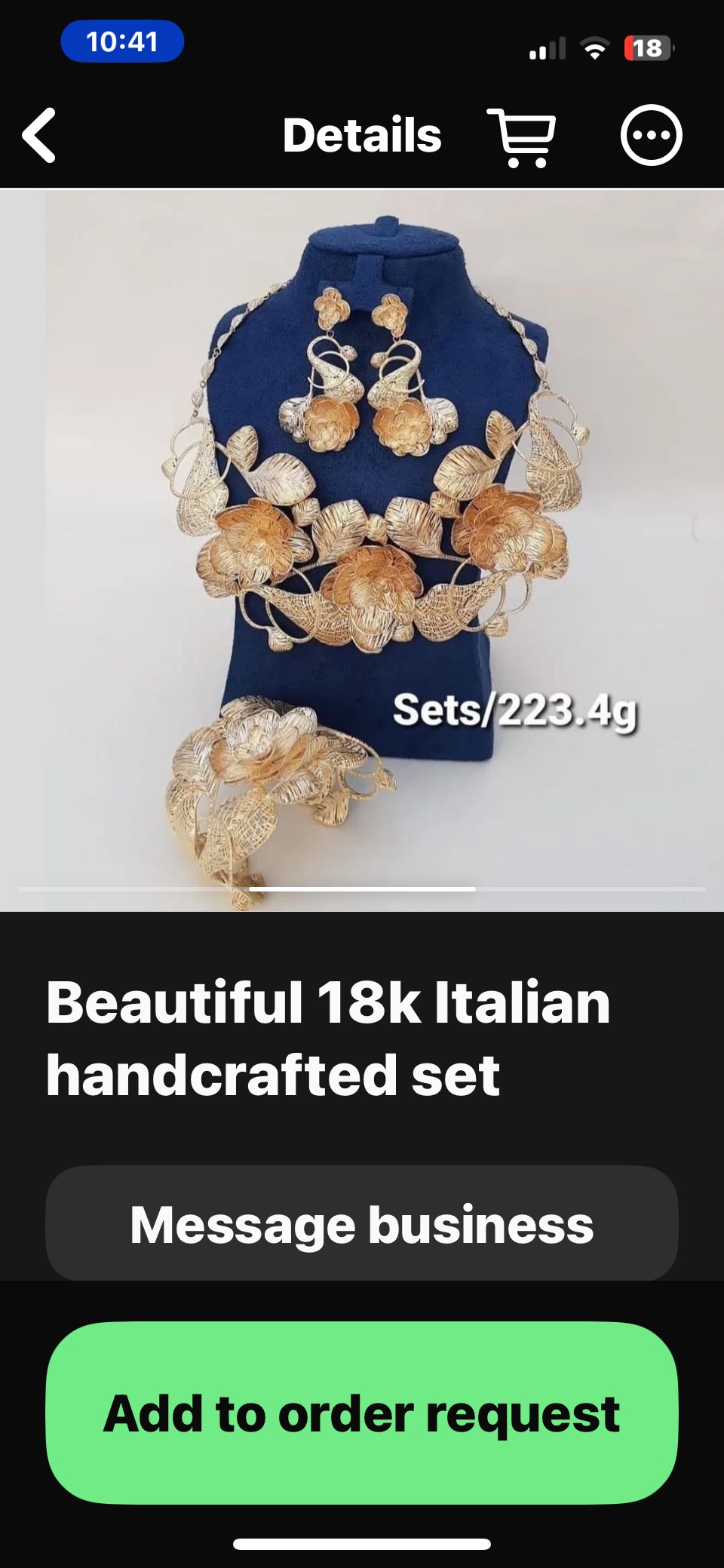 18k Italian Handcrafted Jewelry Set