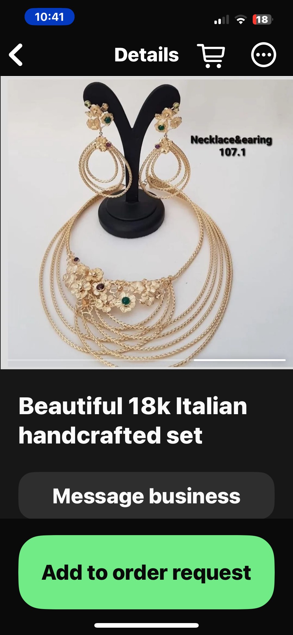 18k Italian Handcrafted Jewelry Set