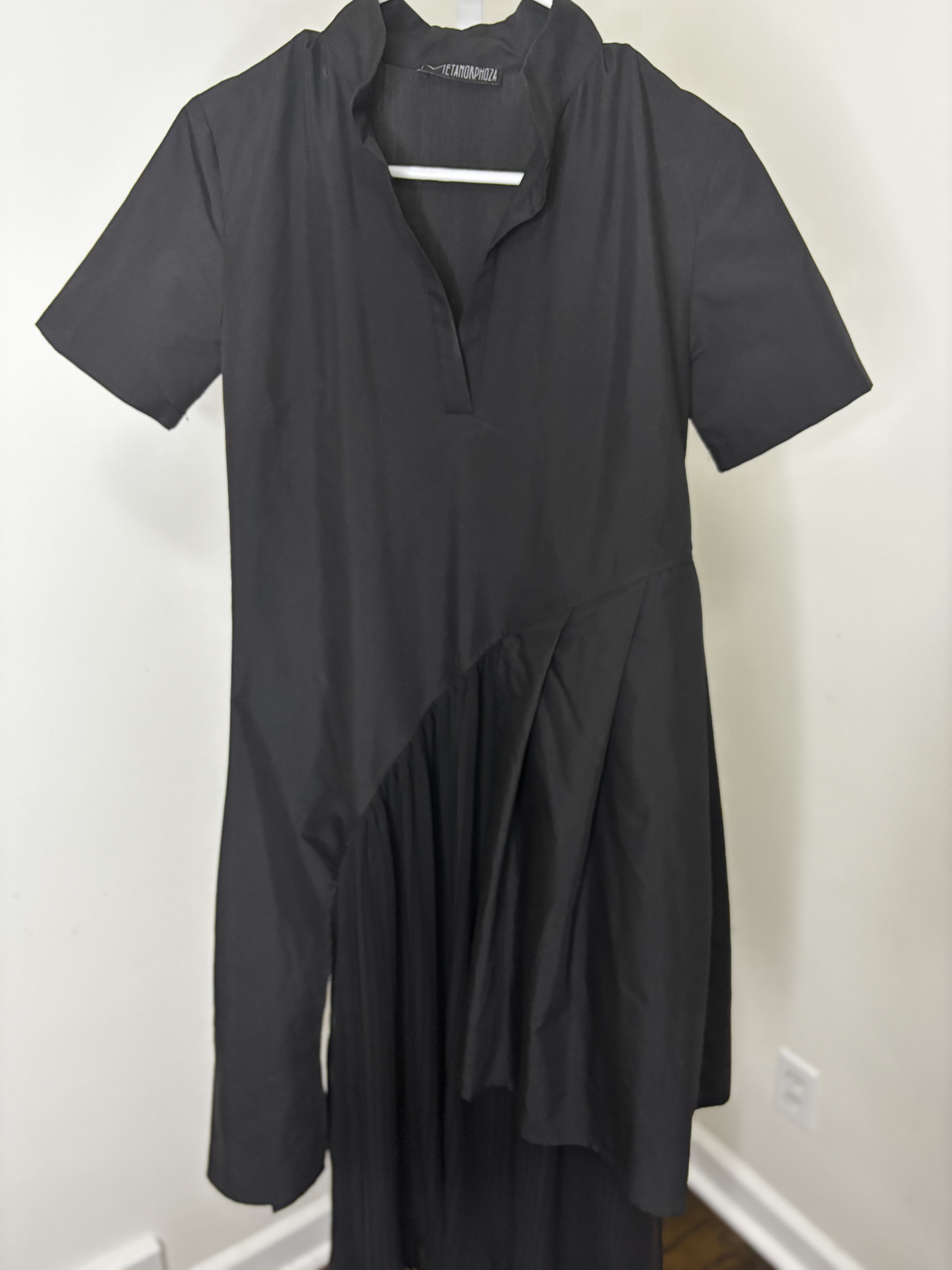 Asymmetrical Black Midi Dress