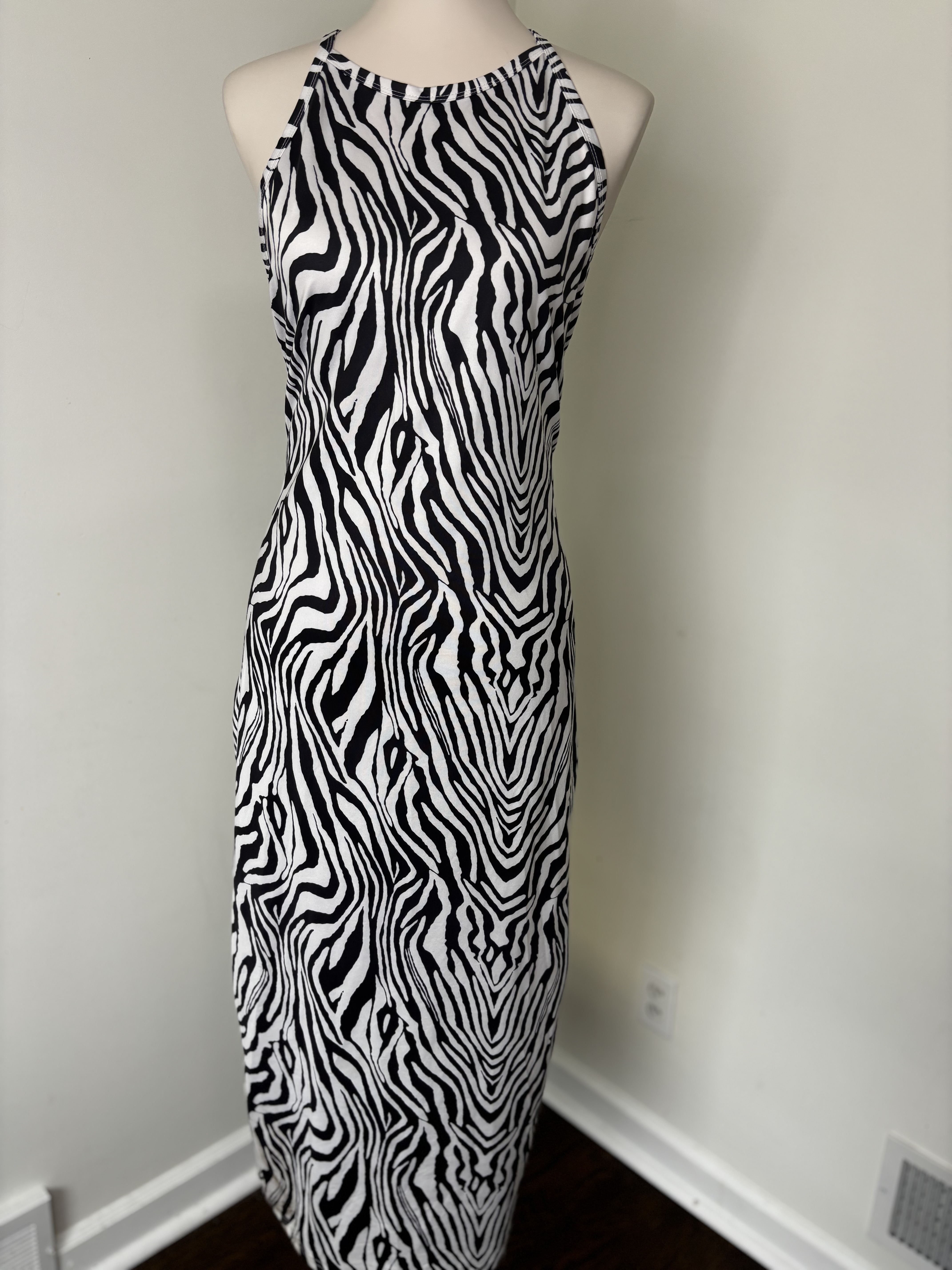 Zebra Print Halter Dress