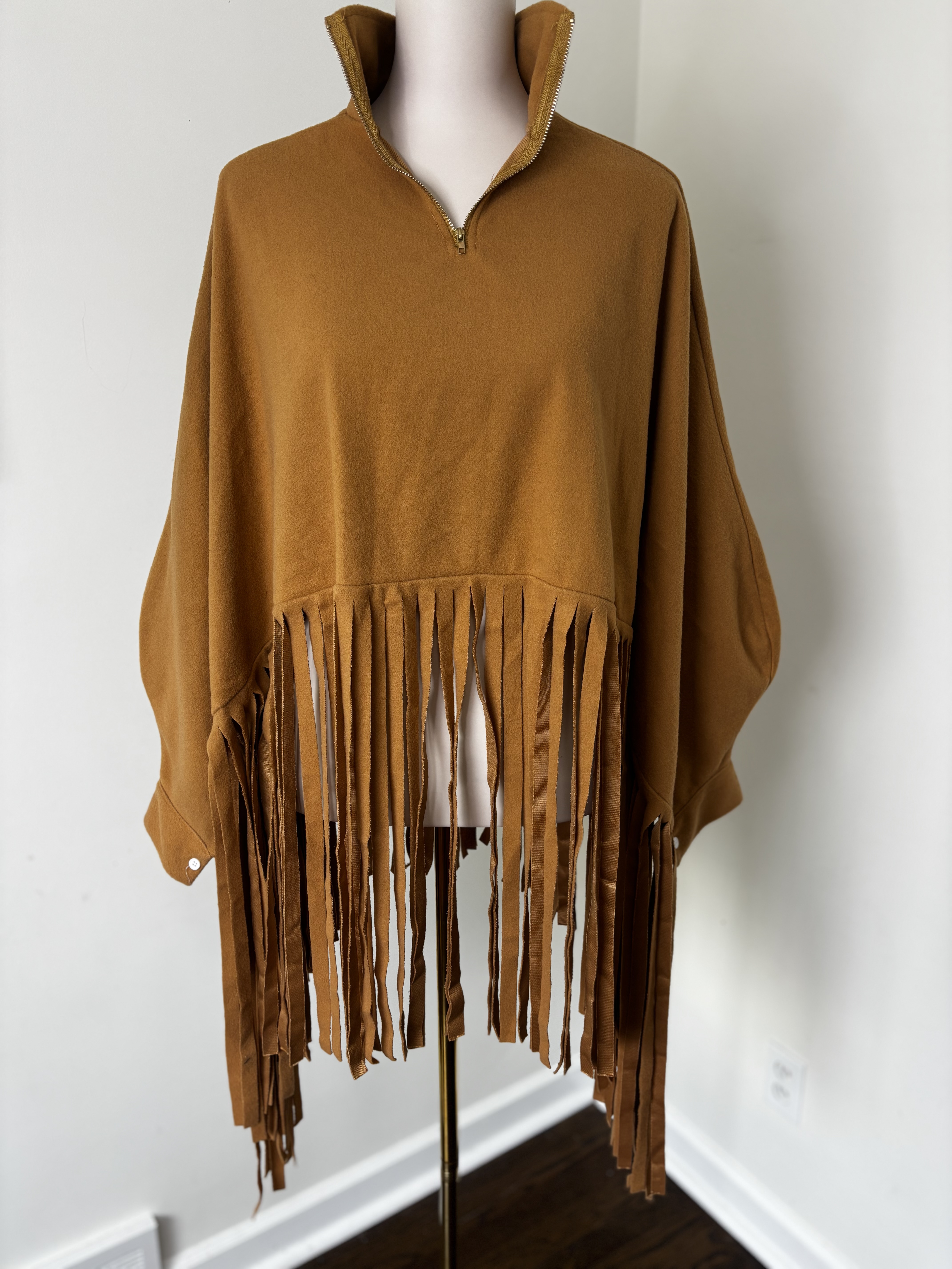 Brown Fringe Poncho