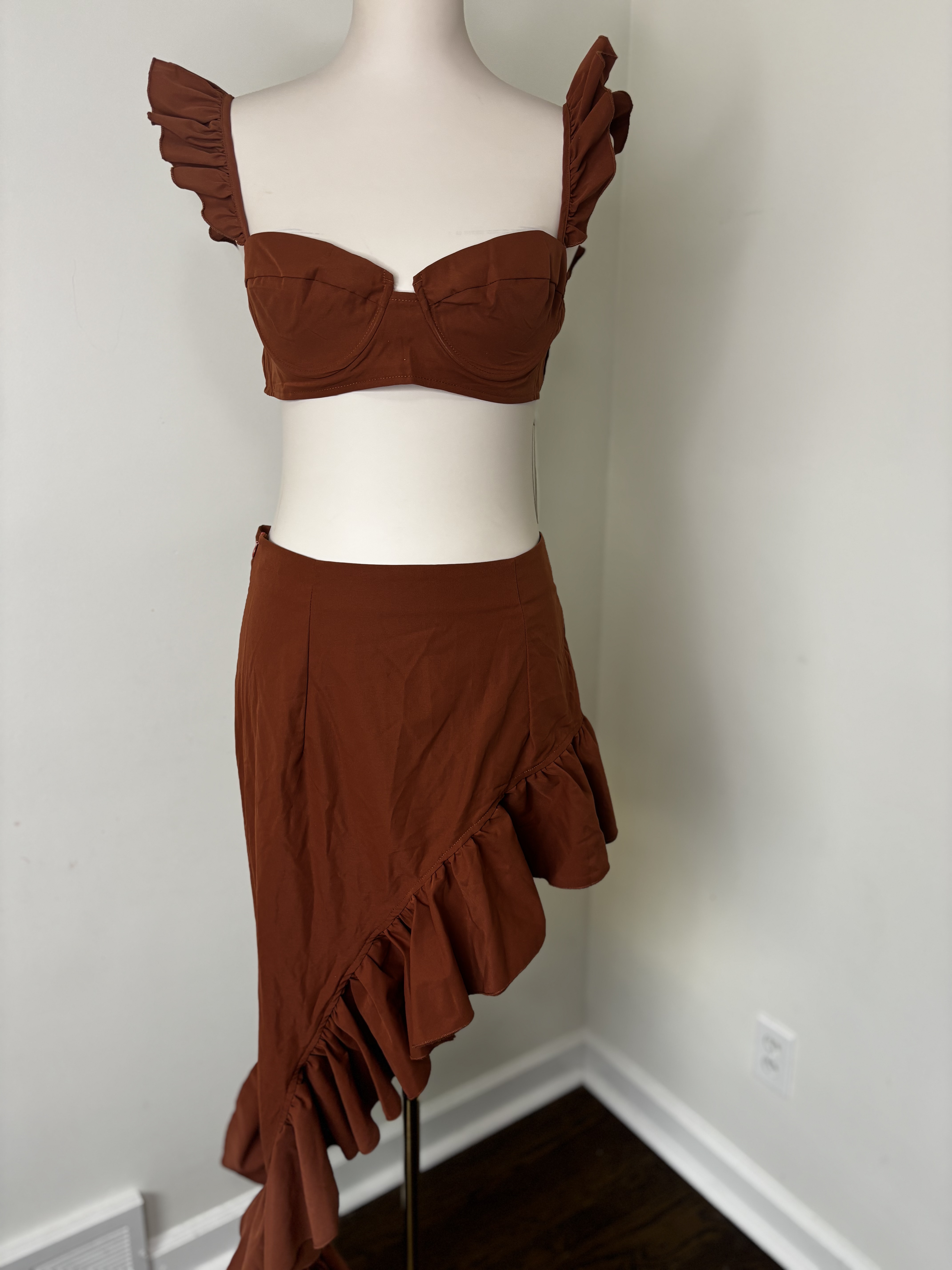 Ruffle Trim Two-Piece Set