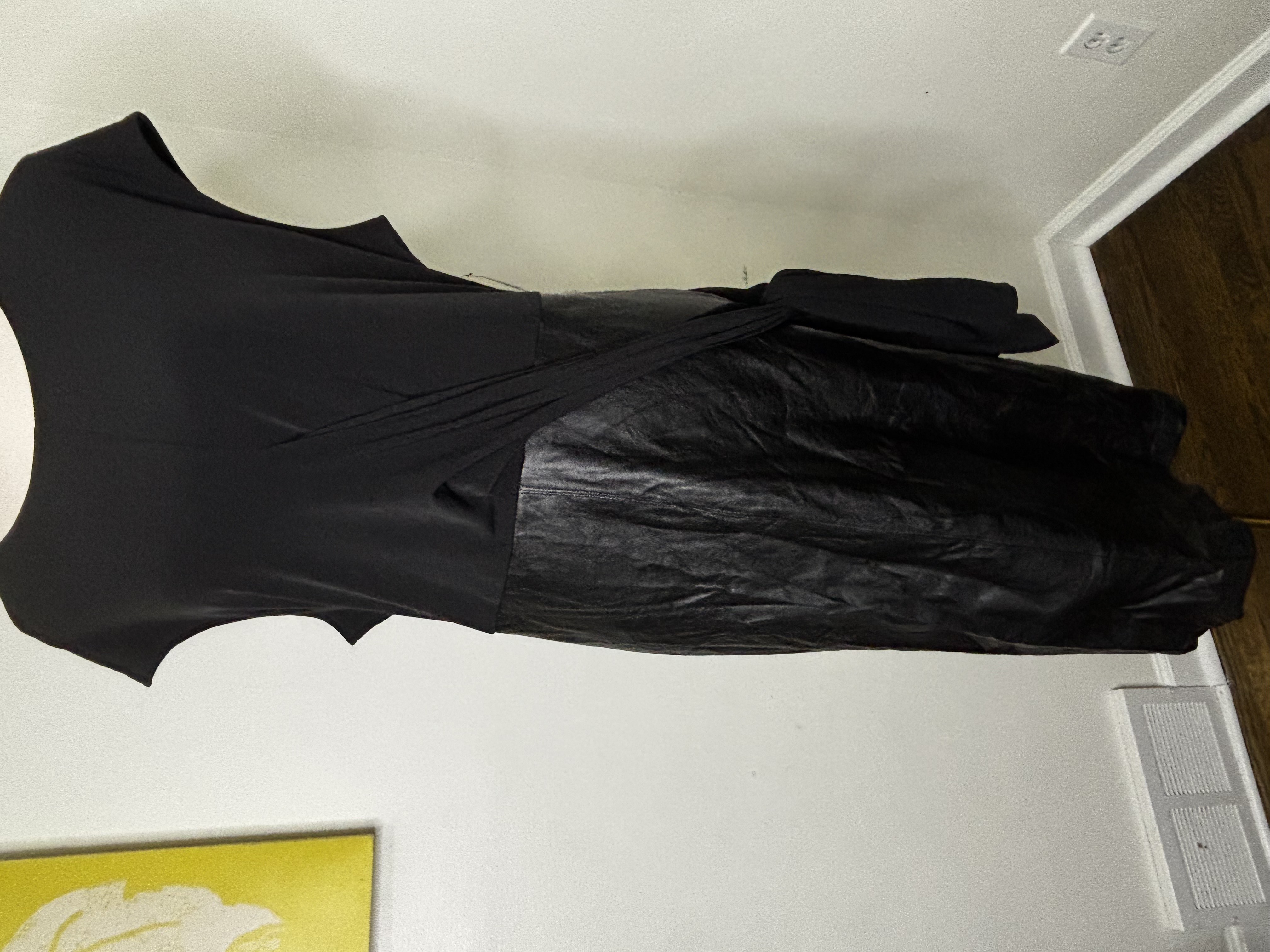 Black Faux Leather Midi Dress