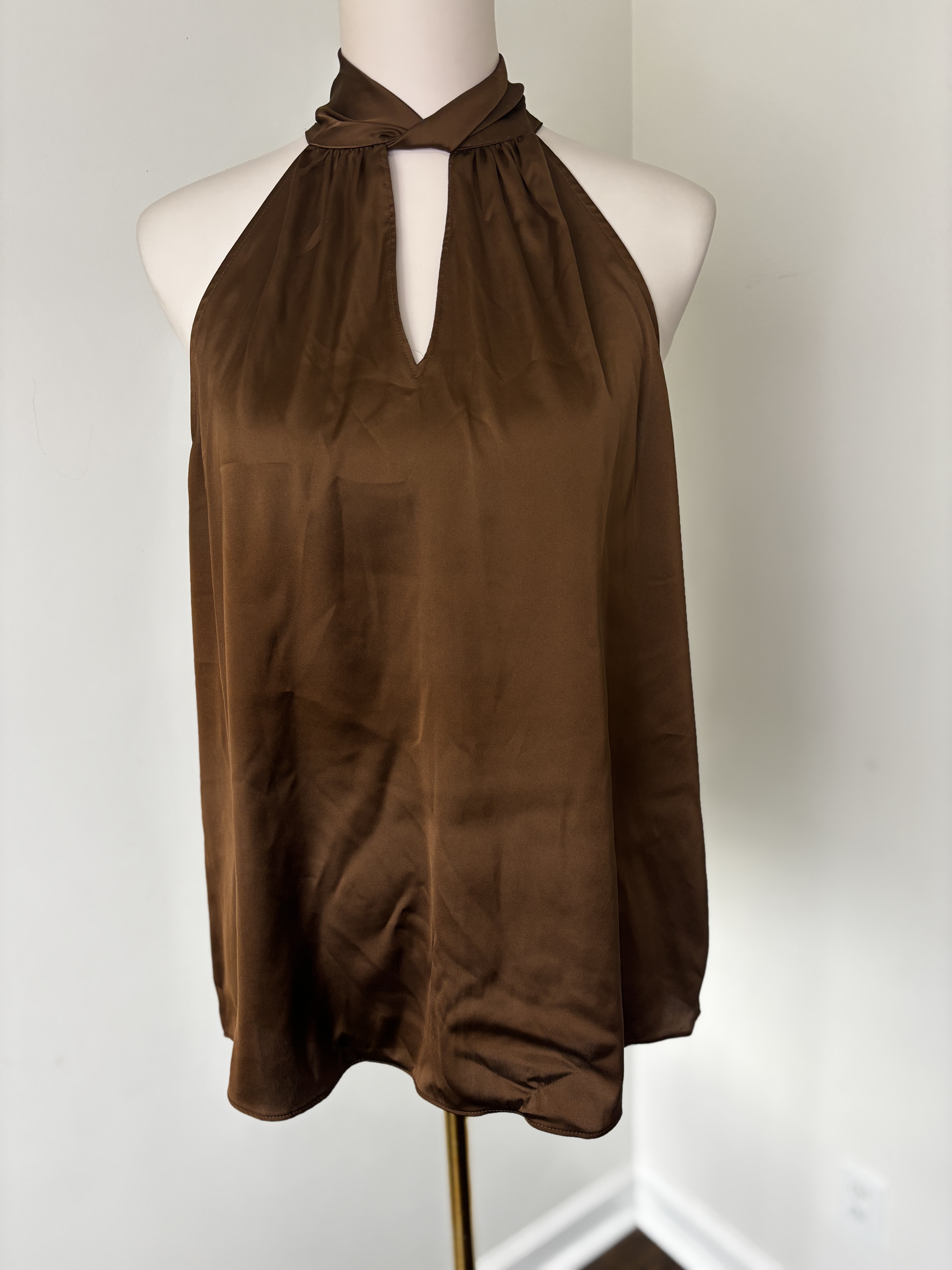 Silky Brown Halter Top