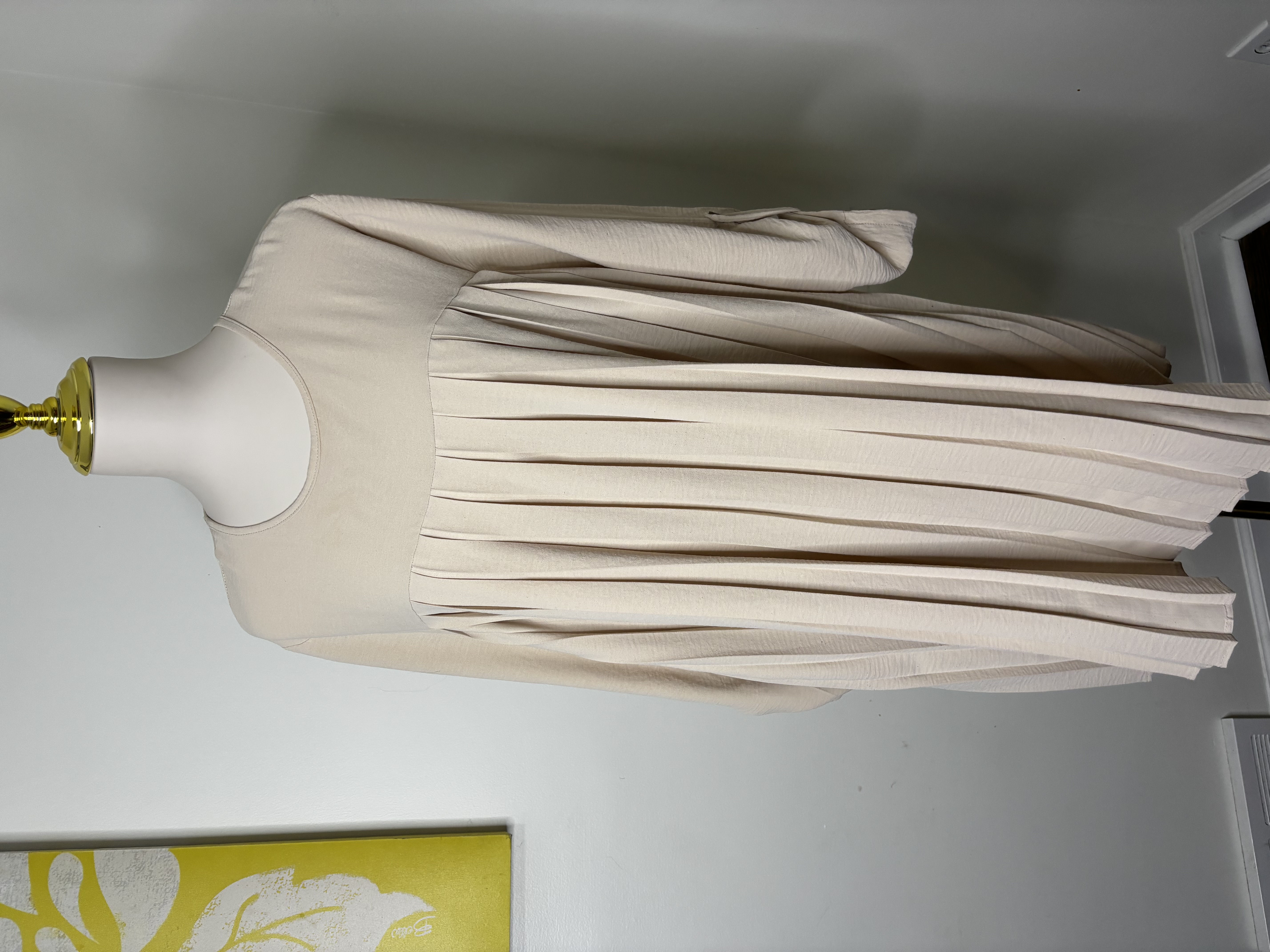 Cream Pleated Maxi Dress