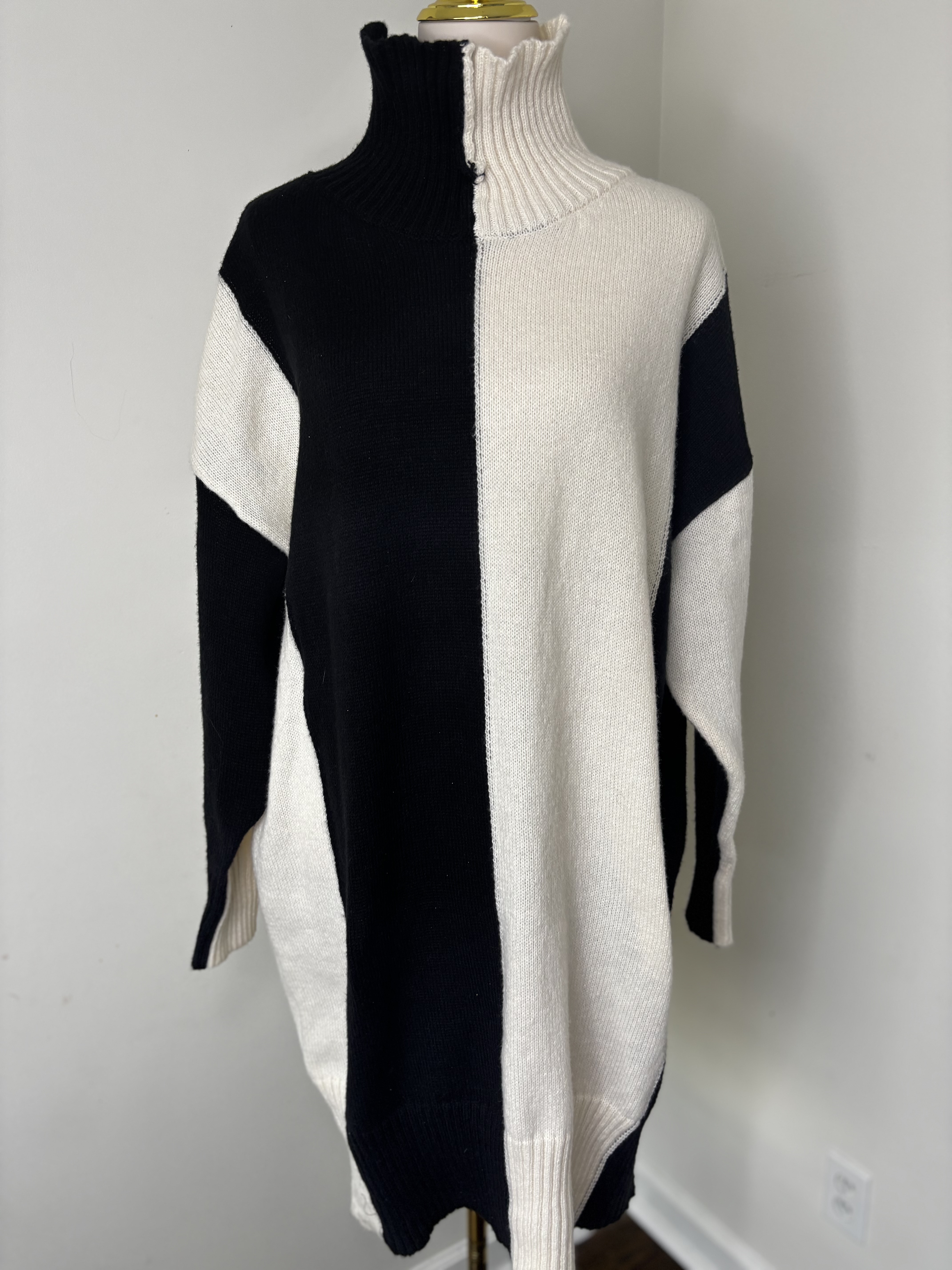 Two-Tone Knit Sweater Dress