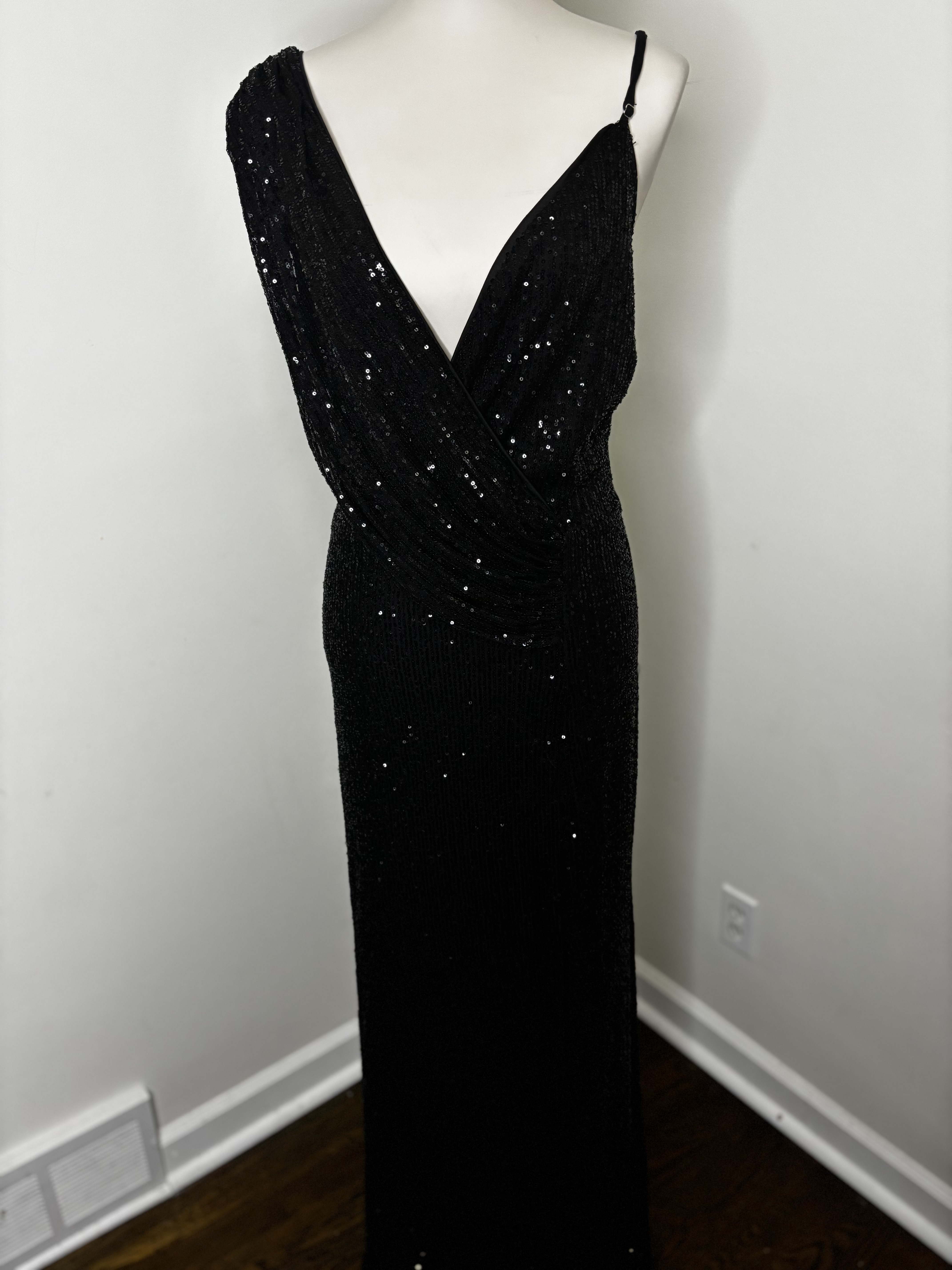 Elegant Black Sequin Evening Gown