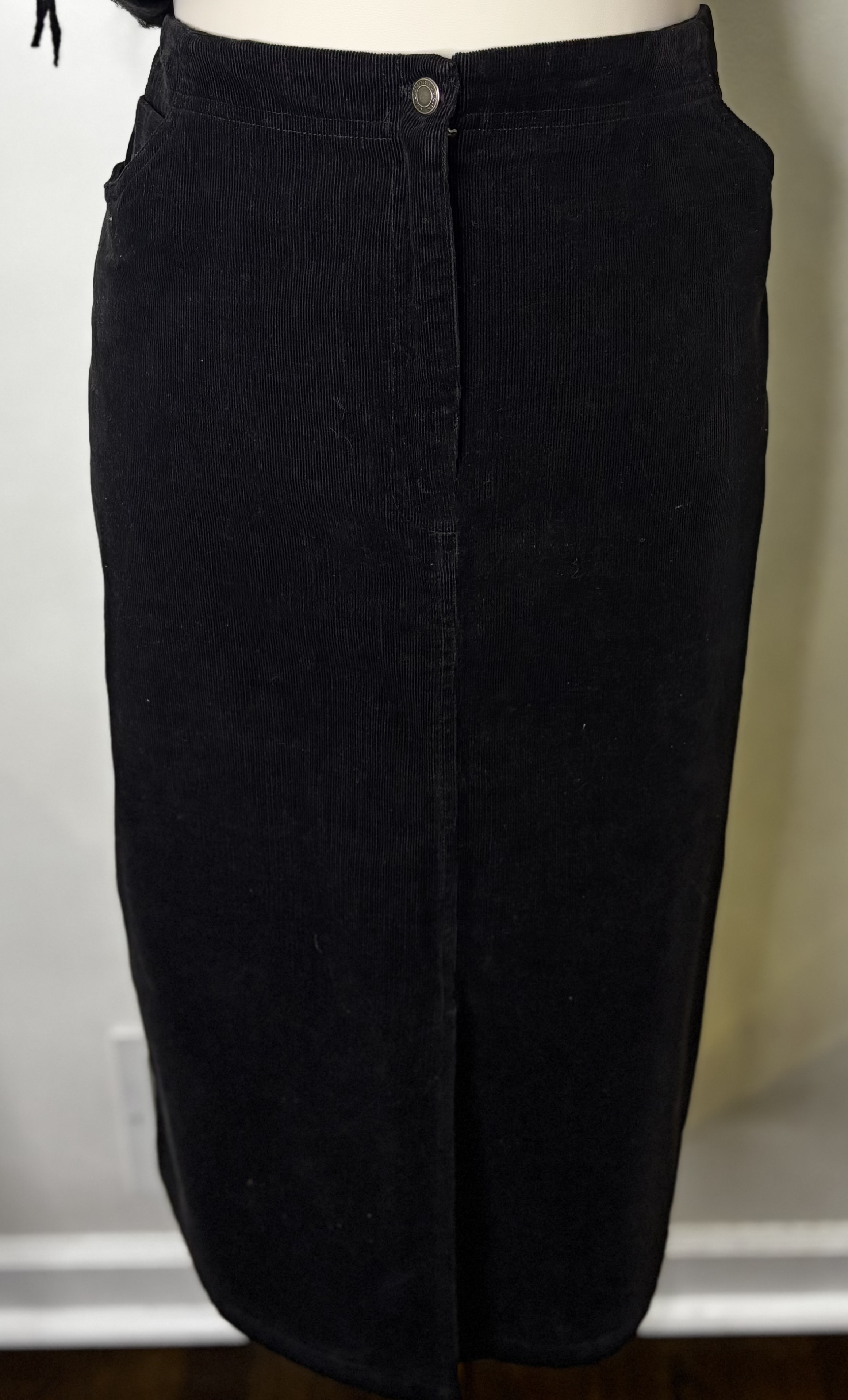 Black Corduroy Midi Skirt a size 12
