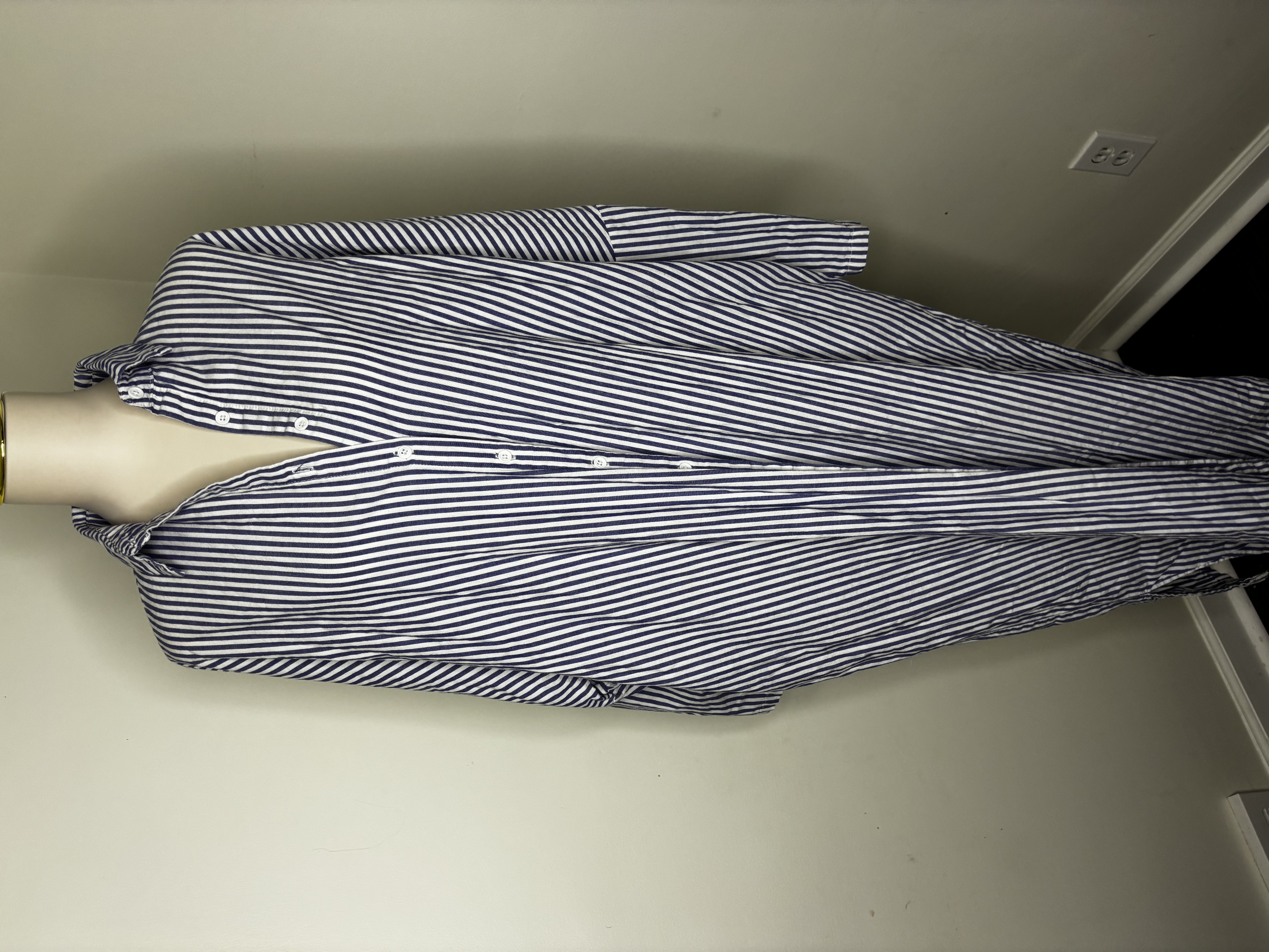 Striped Button-Down Maxi Shirt Dress