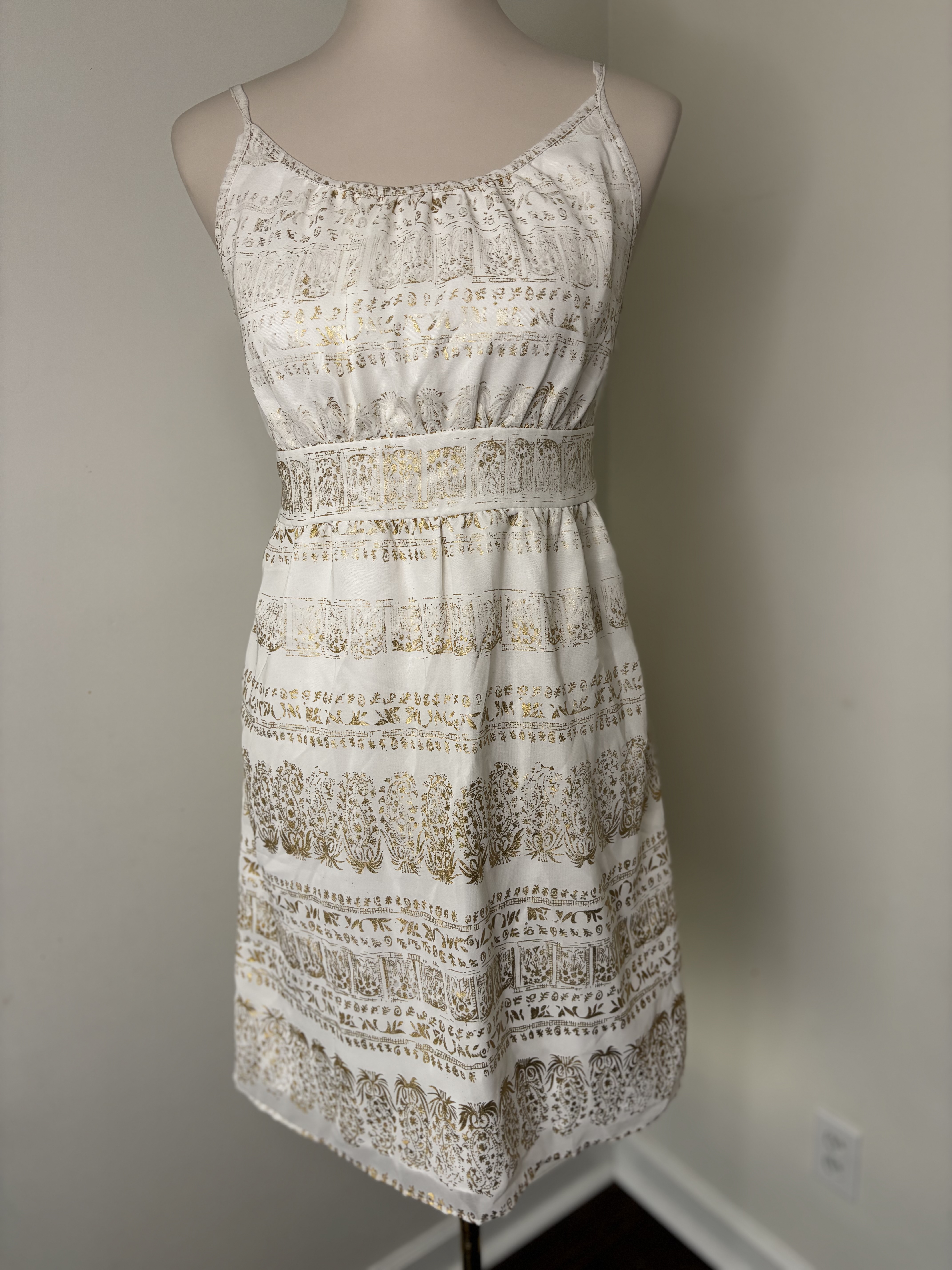 White & Gold Lace Sundress