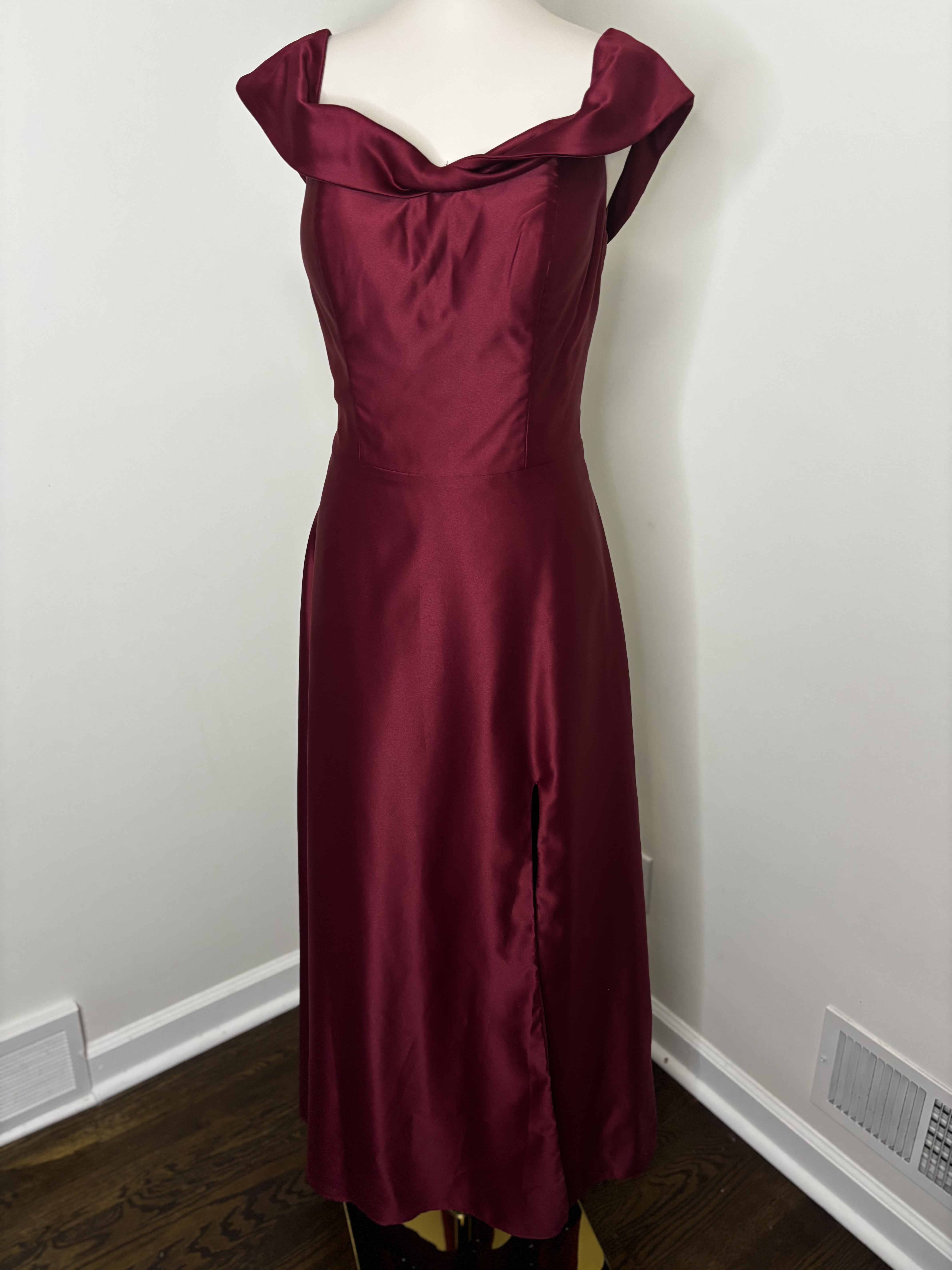 Burgundy Satin Evening Dress