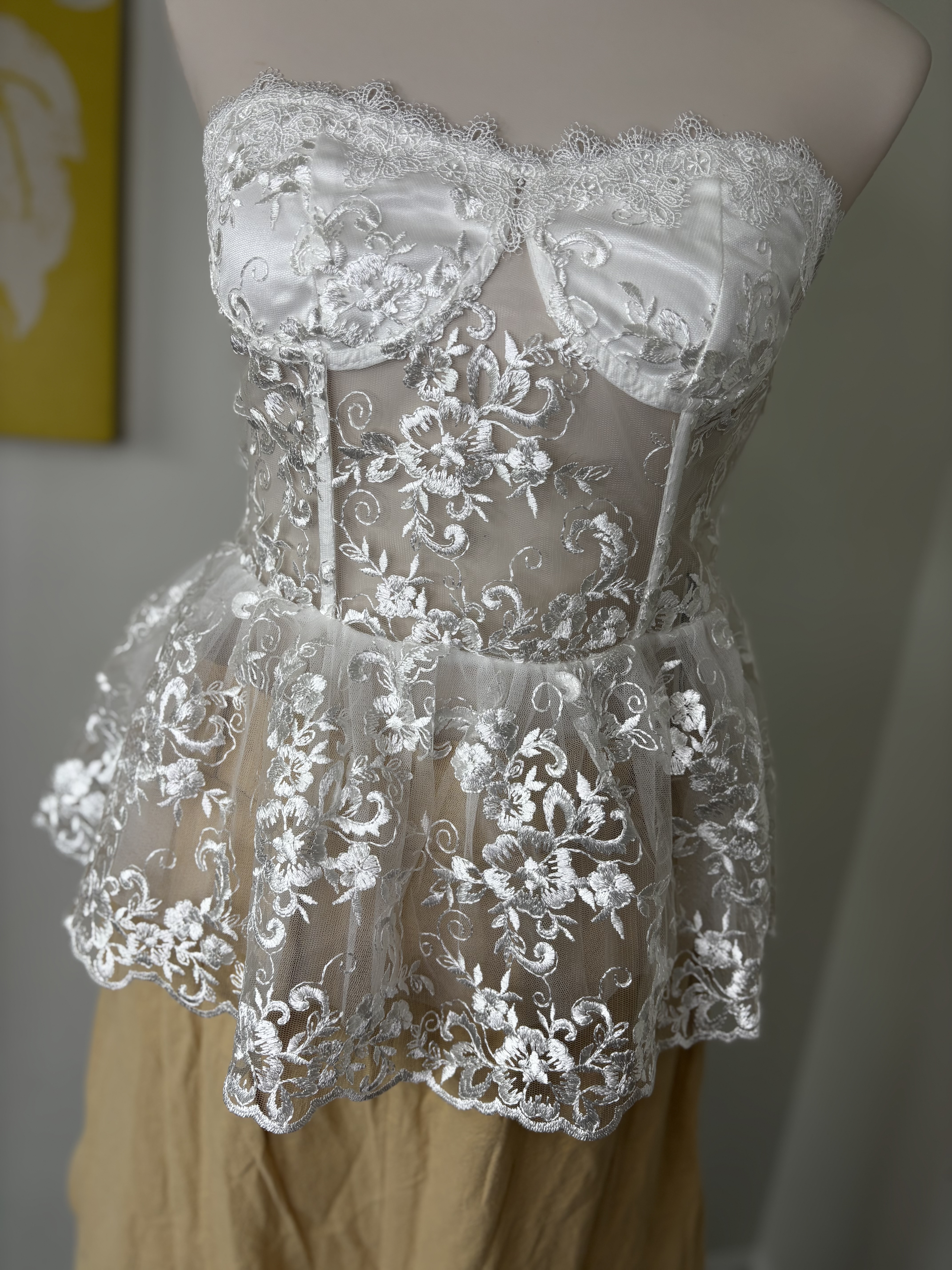 White Lace Bustier Top