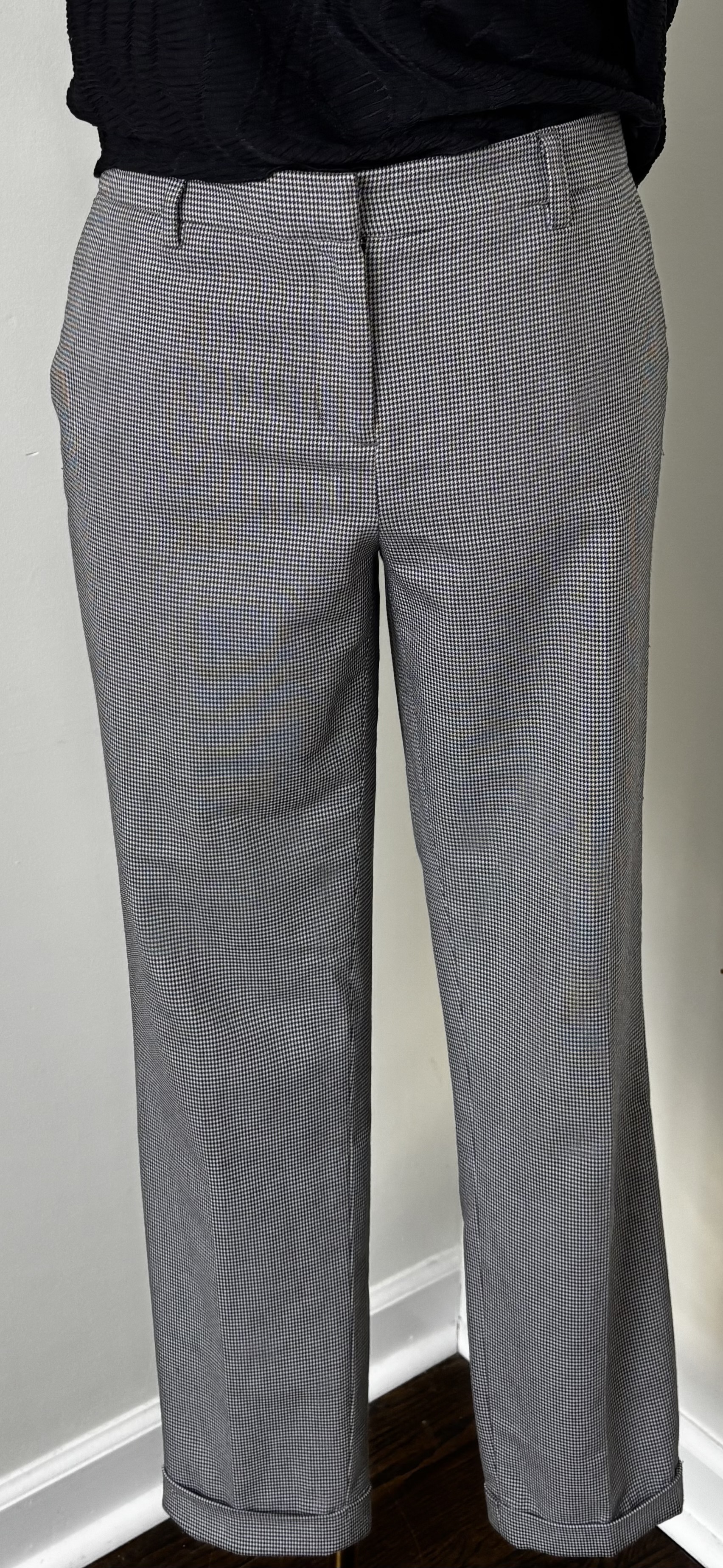 Classic Gray Checkered Trousers Size 6