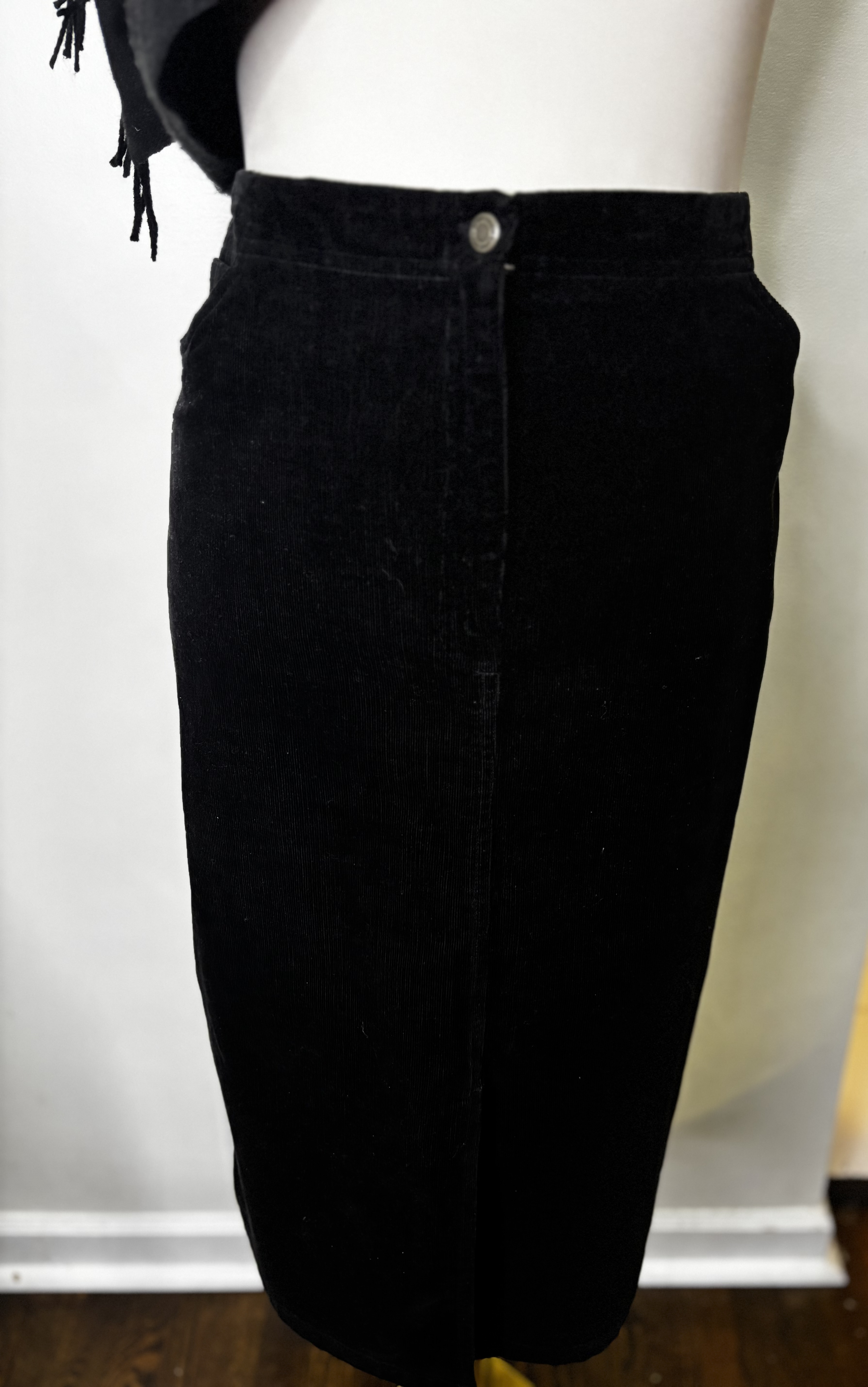 Black Corduroy Midi Skirt a size 12