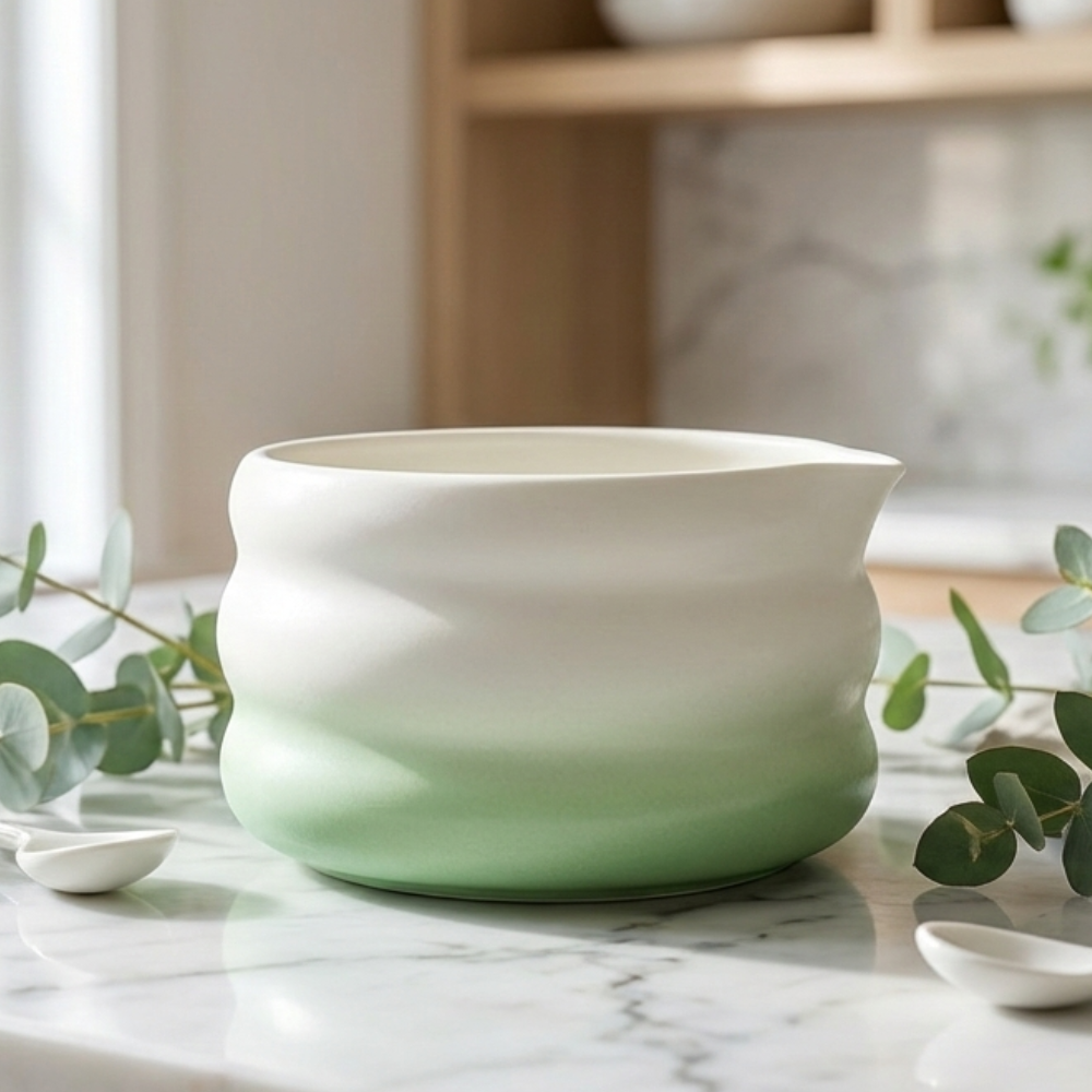 Cuenco de cerámica verde y blanco