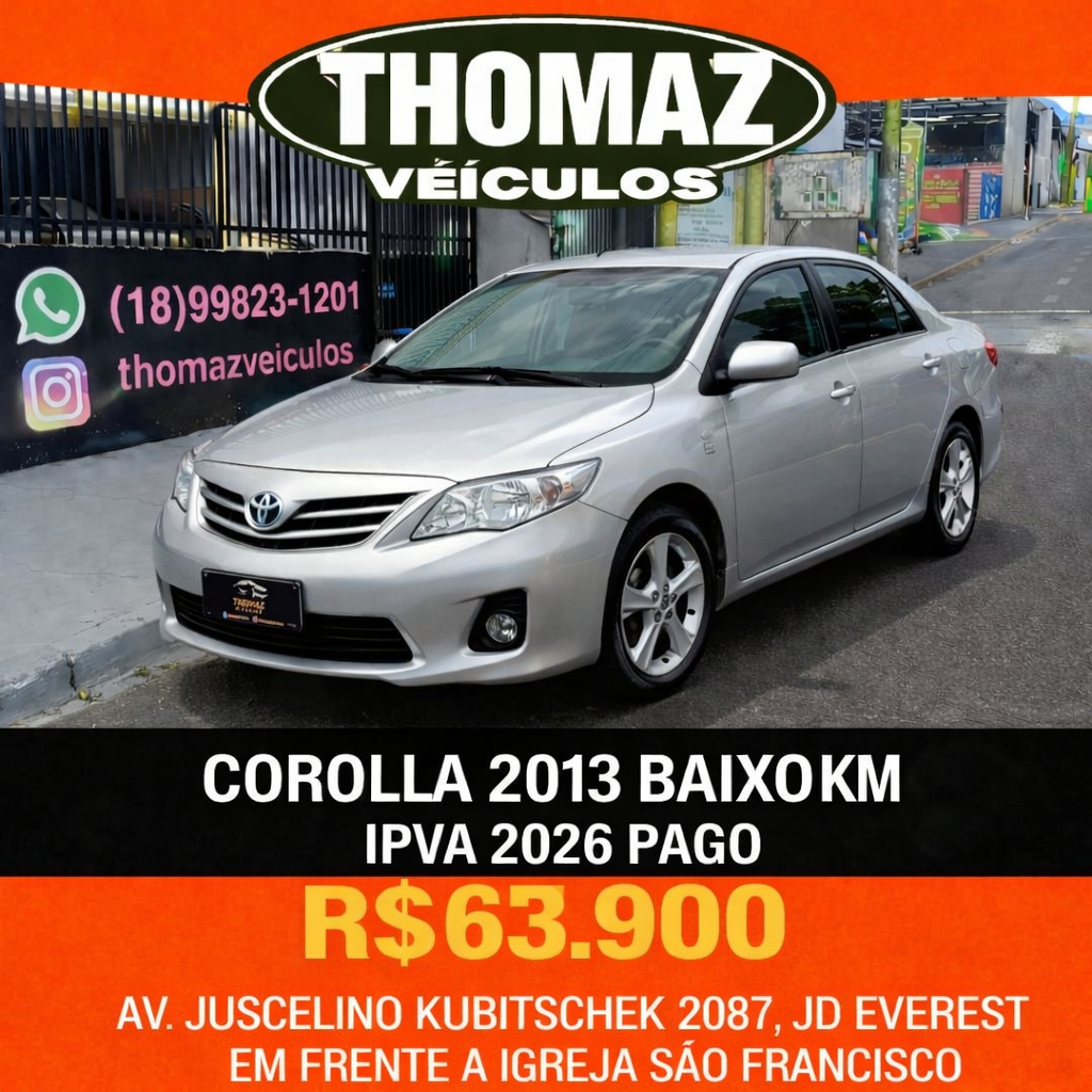 Corolla 2013 Automático Prata BAIXO KM IPVA PAGO