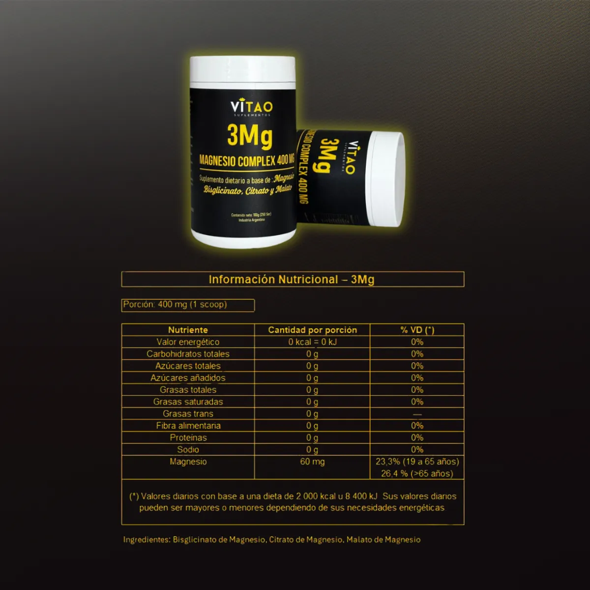 Relajación, Descanso Y Ayuda Muscular, Trimagnesio 3mg Vitao