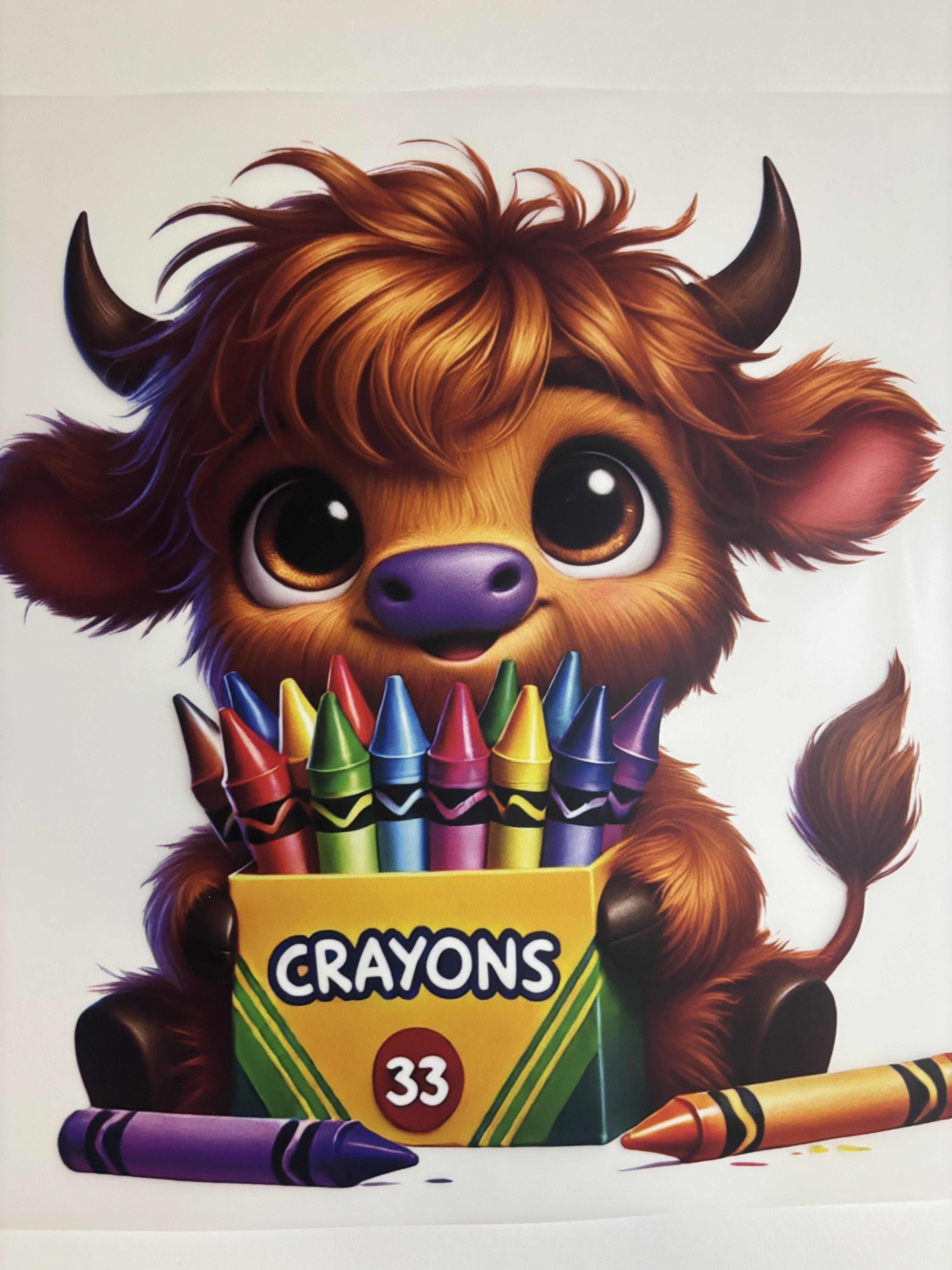 Vaca y crayolas