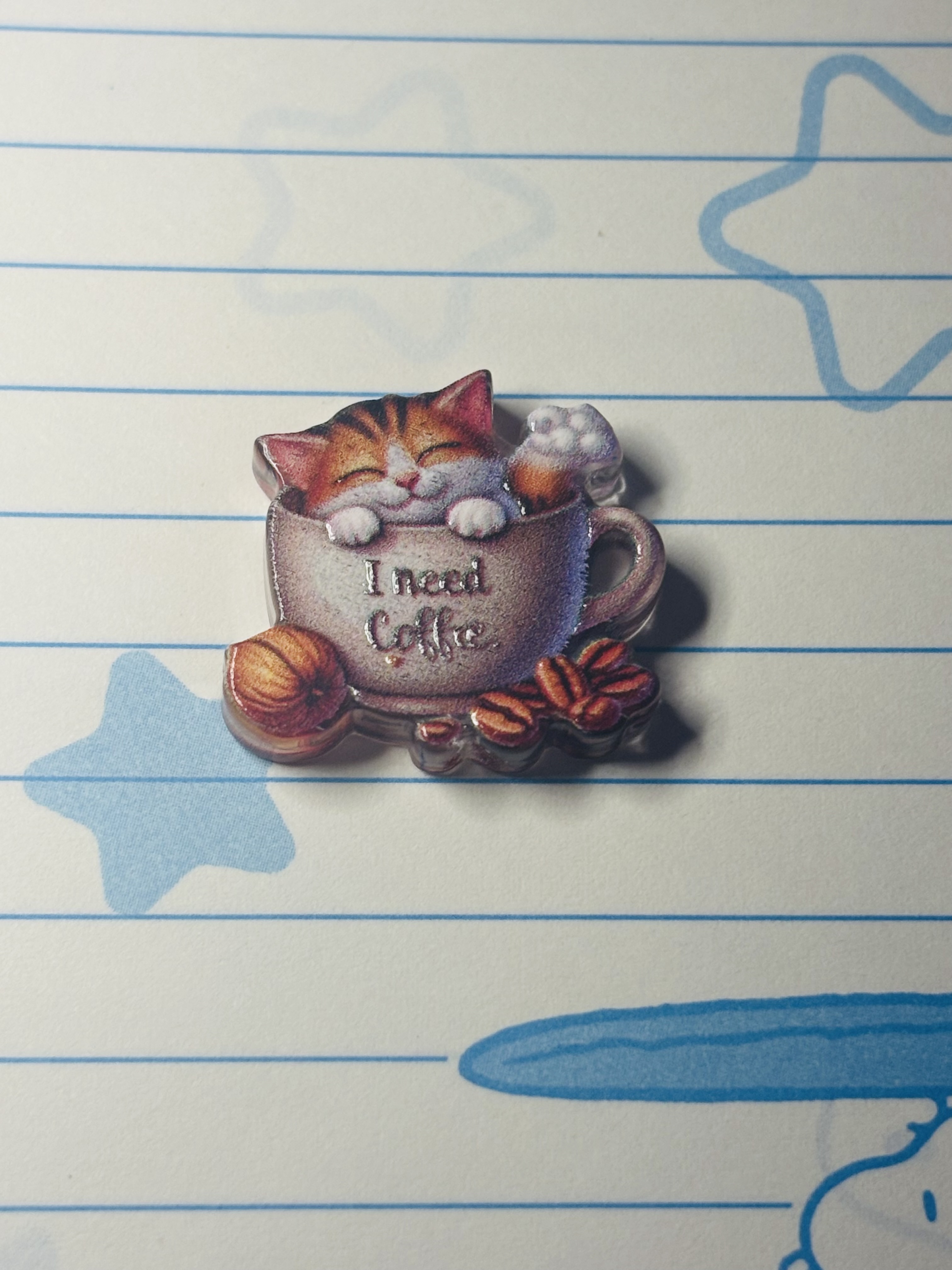 Acrílico de gato y café