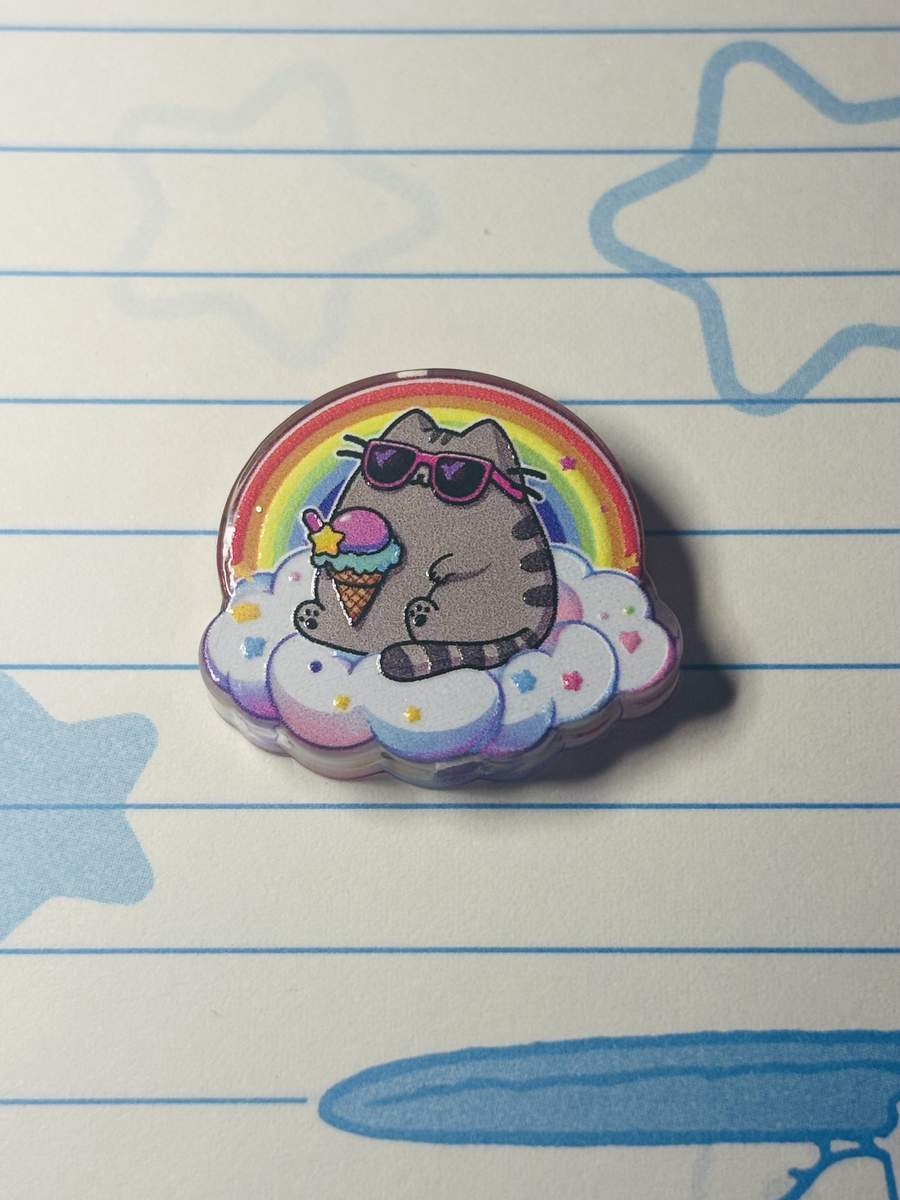 Acrílico de gato y arcoiris