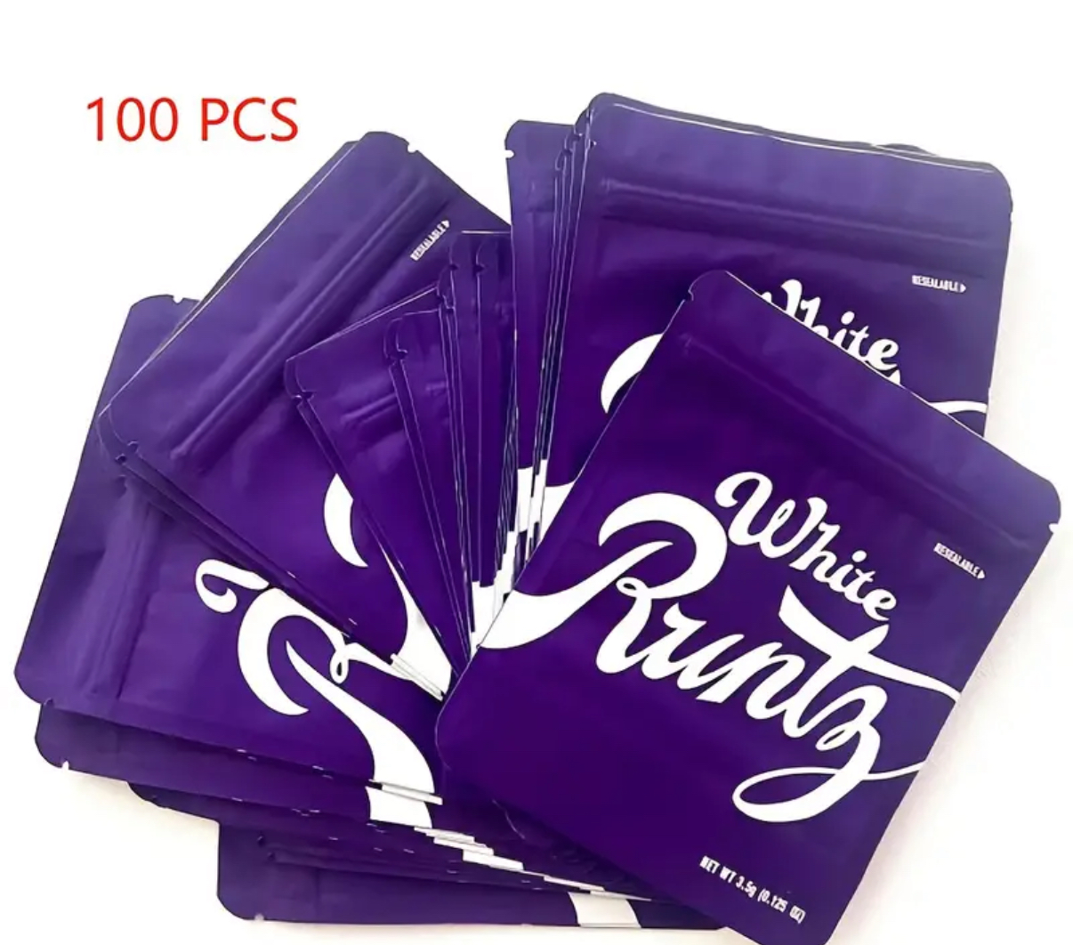 White Runtz Mylar Bags
