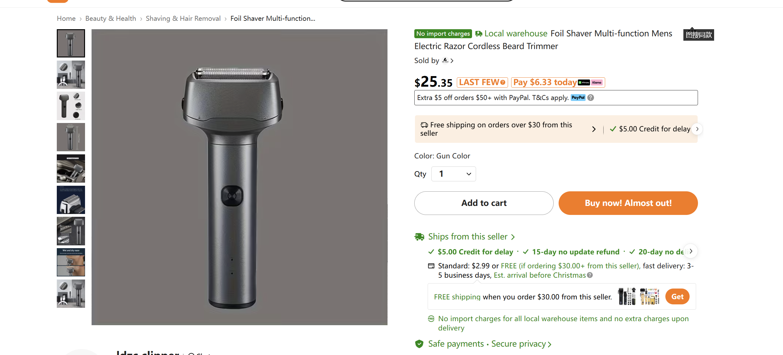 Floating reciprocating shaver, USB charging for men, portable for home use.