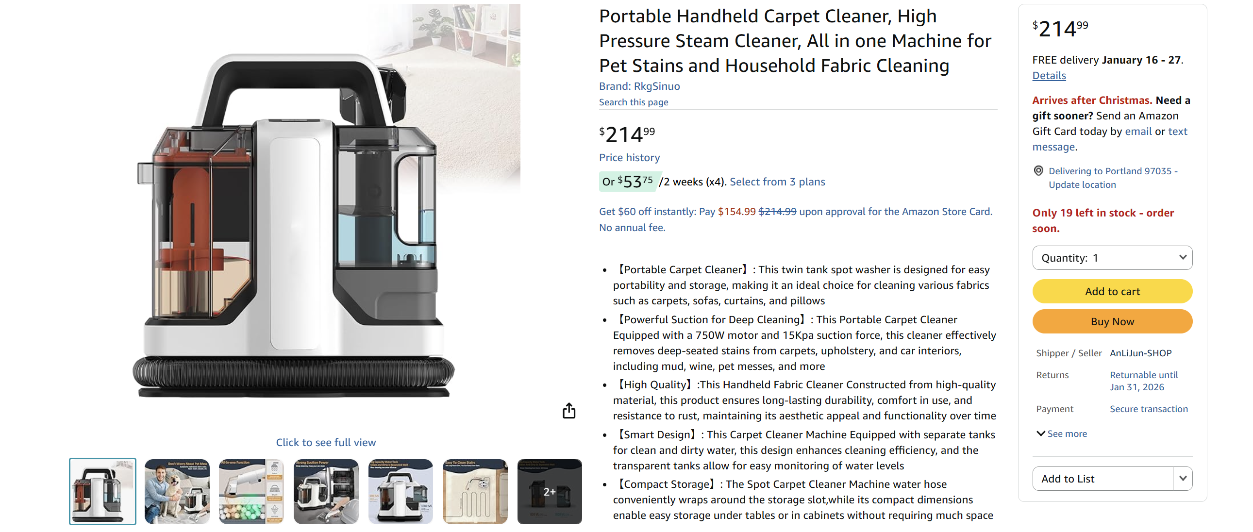 Portable Handheld Carpet Cleaner