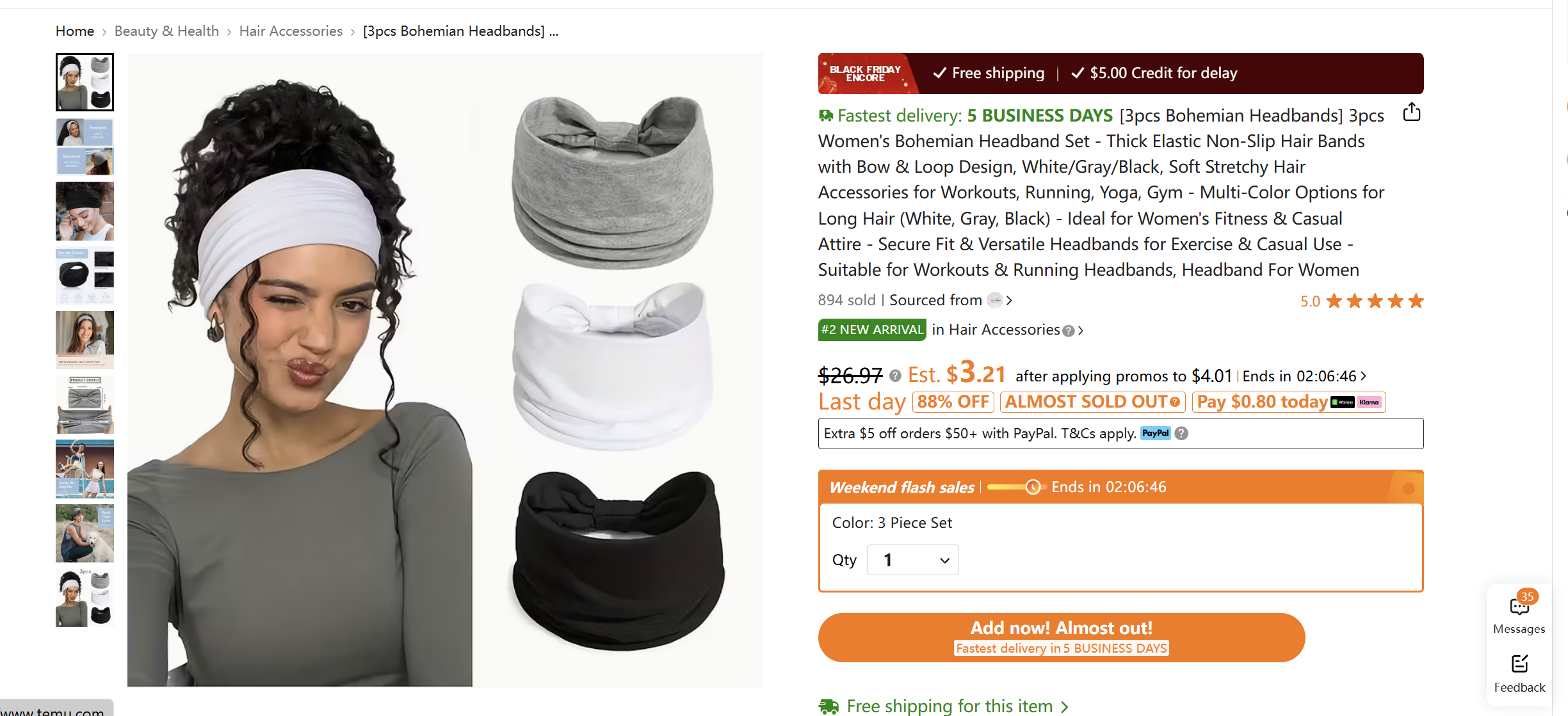 3pcs Women's Bohemian Headband Set